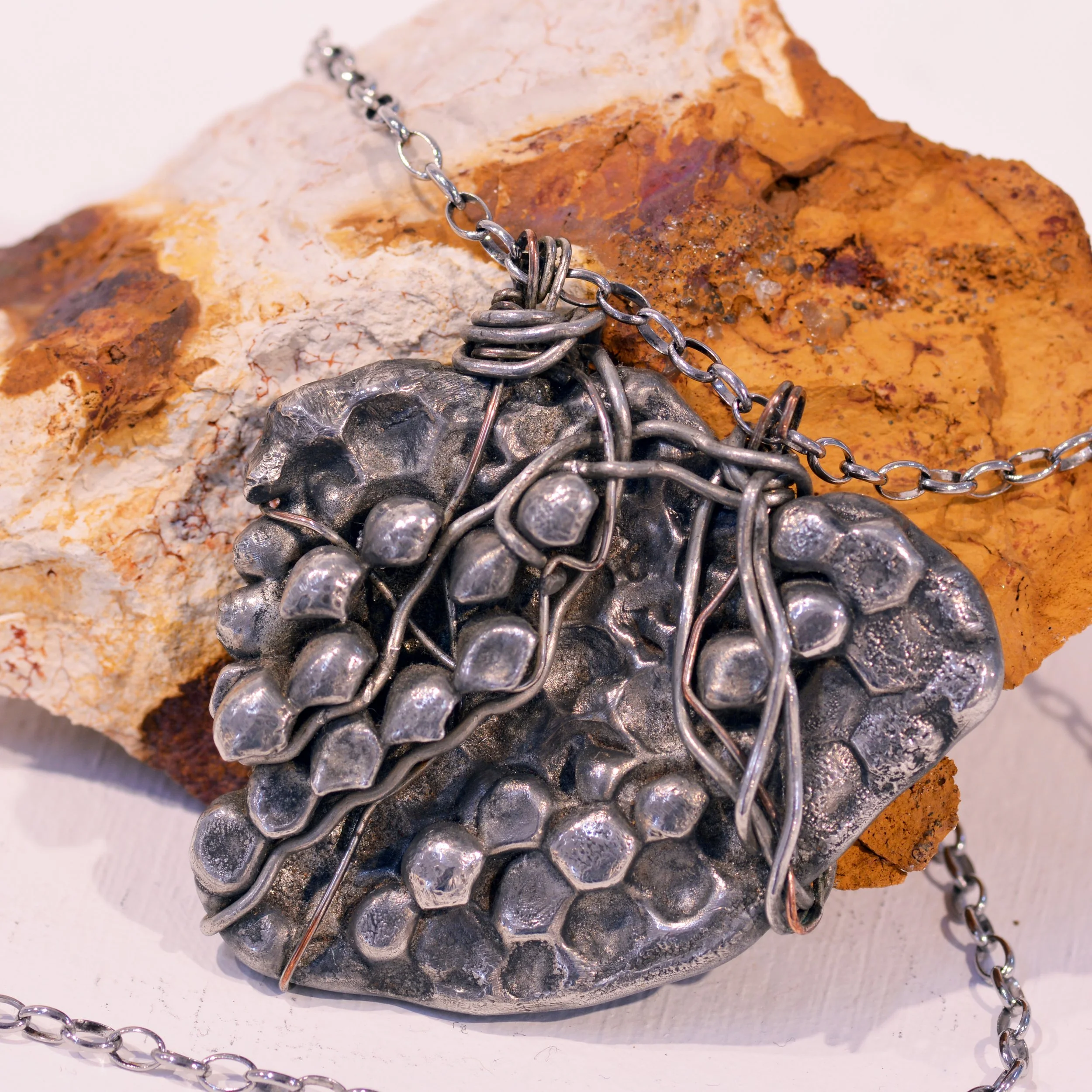40 Ioanna Thymianidis FJORD pewter, silver chain.jpg
