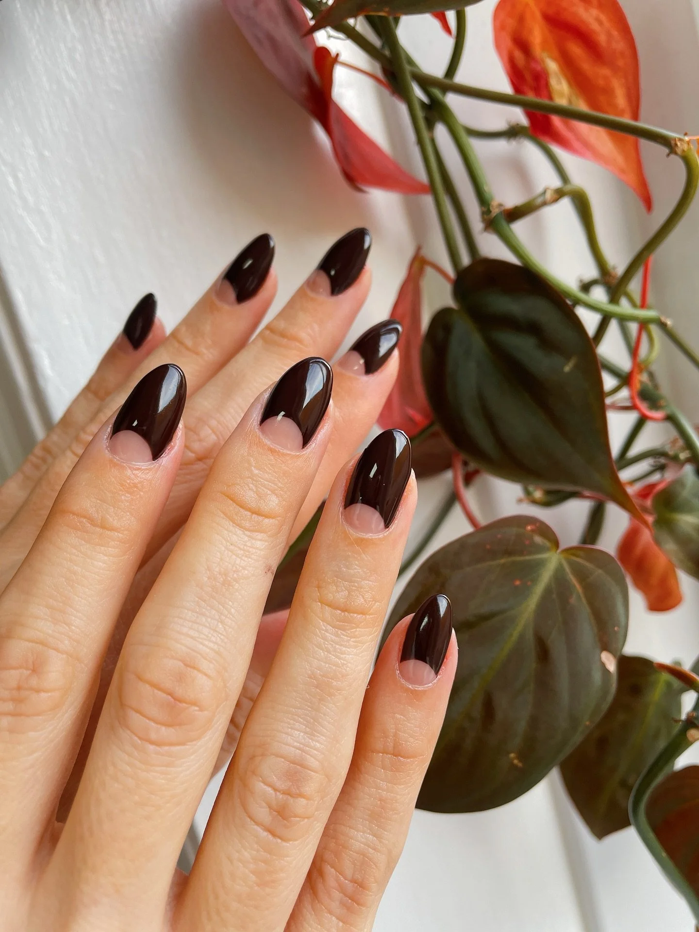 autumn chic 🍂 
&zwnj;silver gel nail art level + BIAB

using:

@kokoist_japan @nailthoughts in honey tea base 
@kokoist_japan in midnight chocolate 

#madewithkokoist
