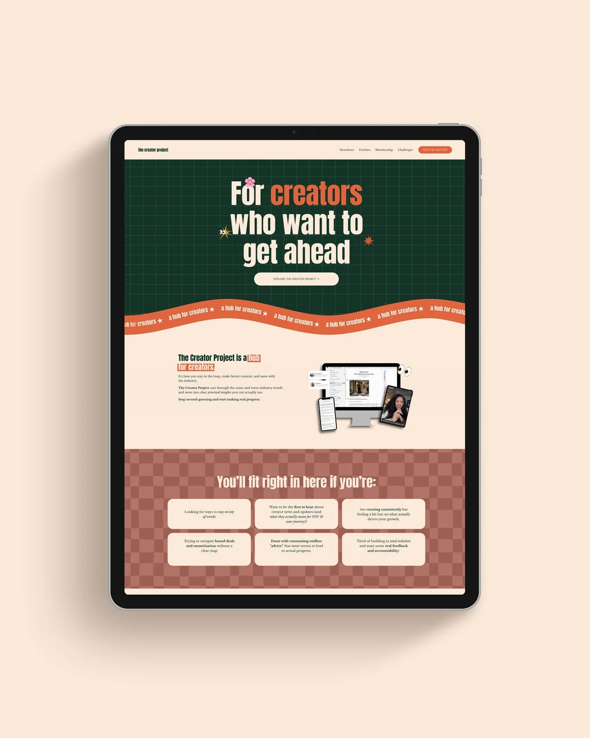An iPad showing a website refresh for The Creator Project.