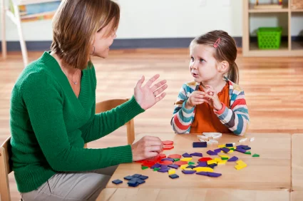 Therapist and child