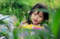 Young child in garden