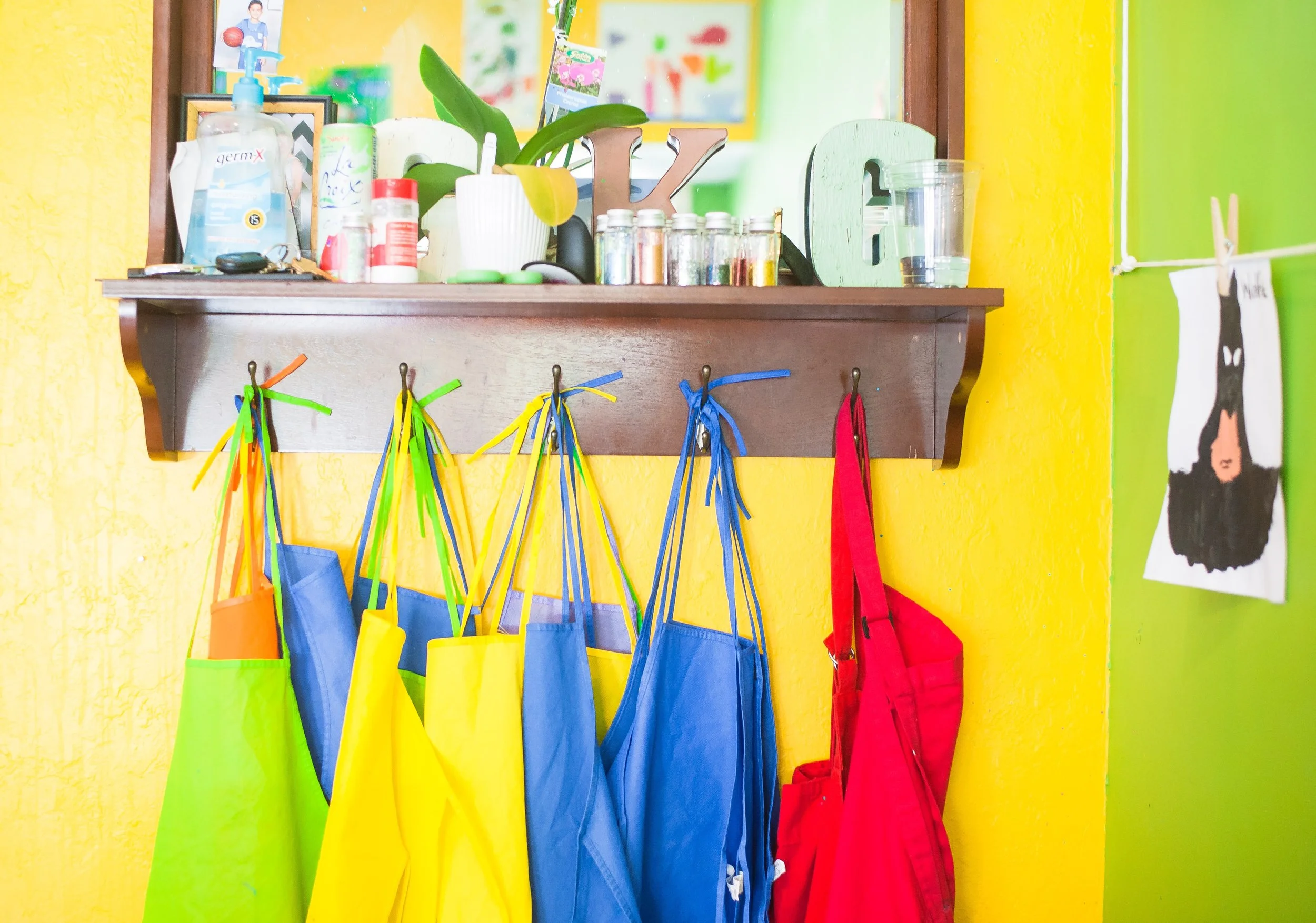 Aprons hanging in school