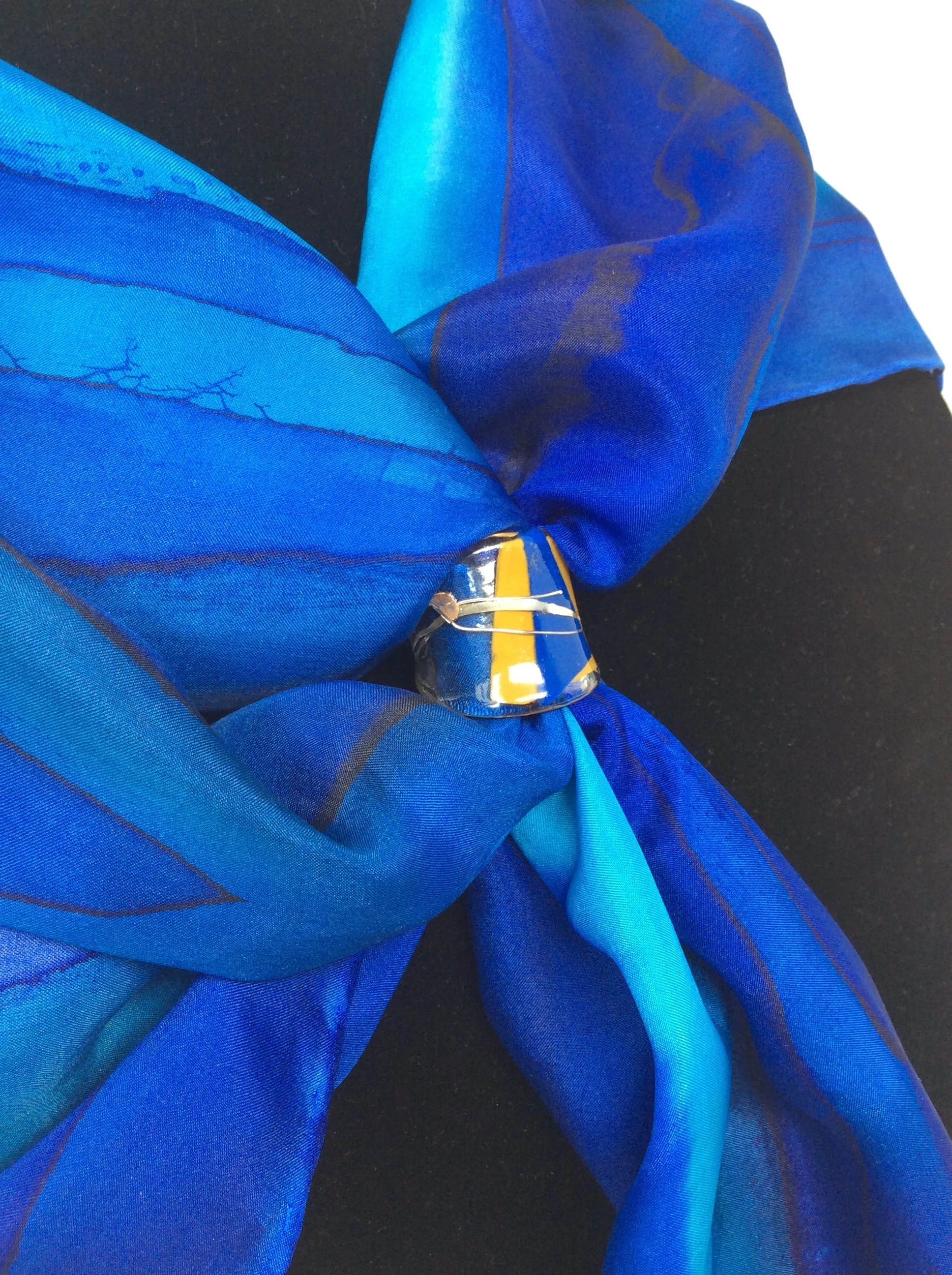 Blue and Caramel Scarf Holder.JPG
