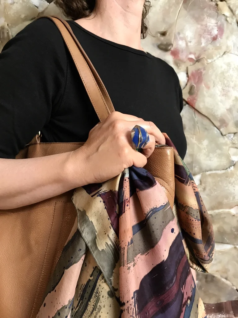 Look with Royal Blue Ring and Batik Scarf