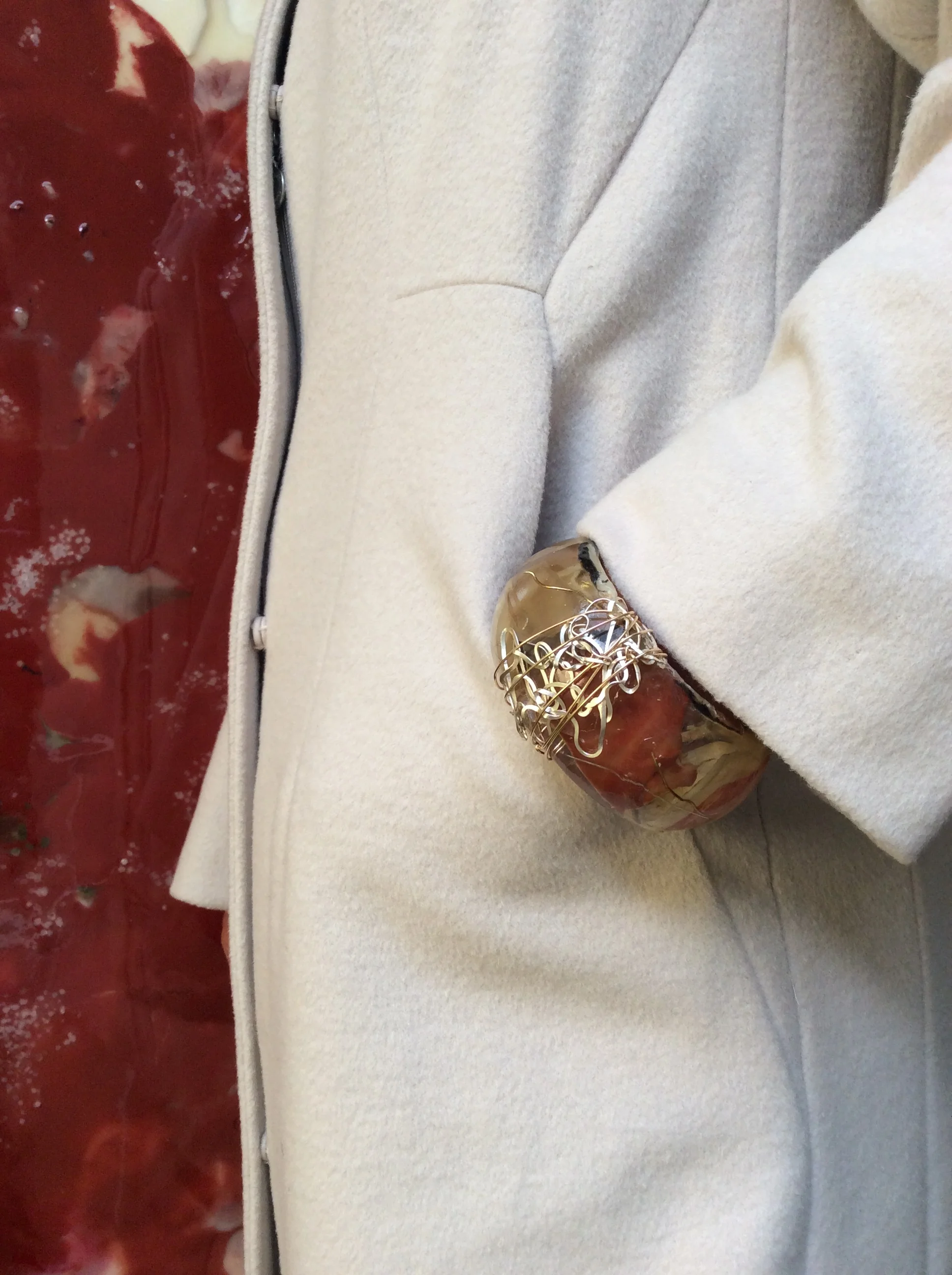 Look with Round Red and Silver Bracelet