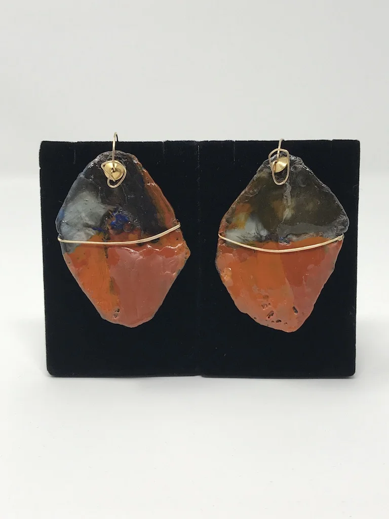 EJE1119 Large Red and Black Amphora Earrings