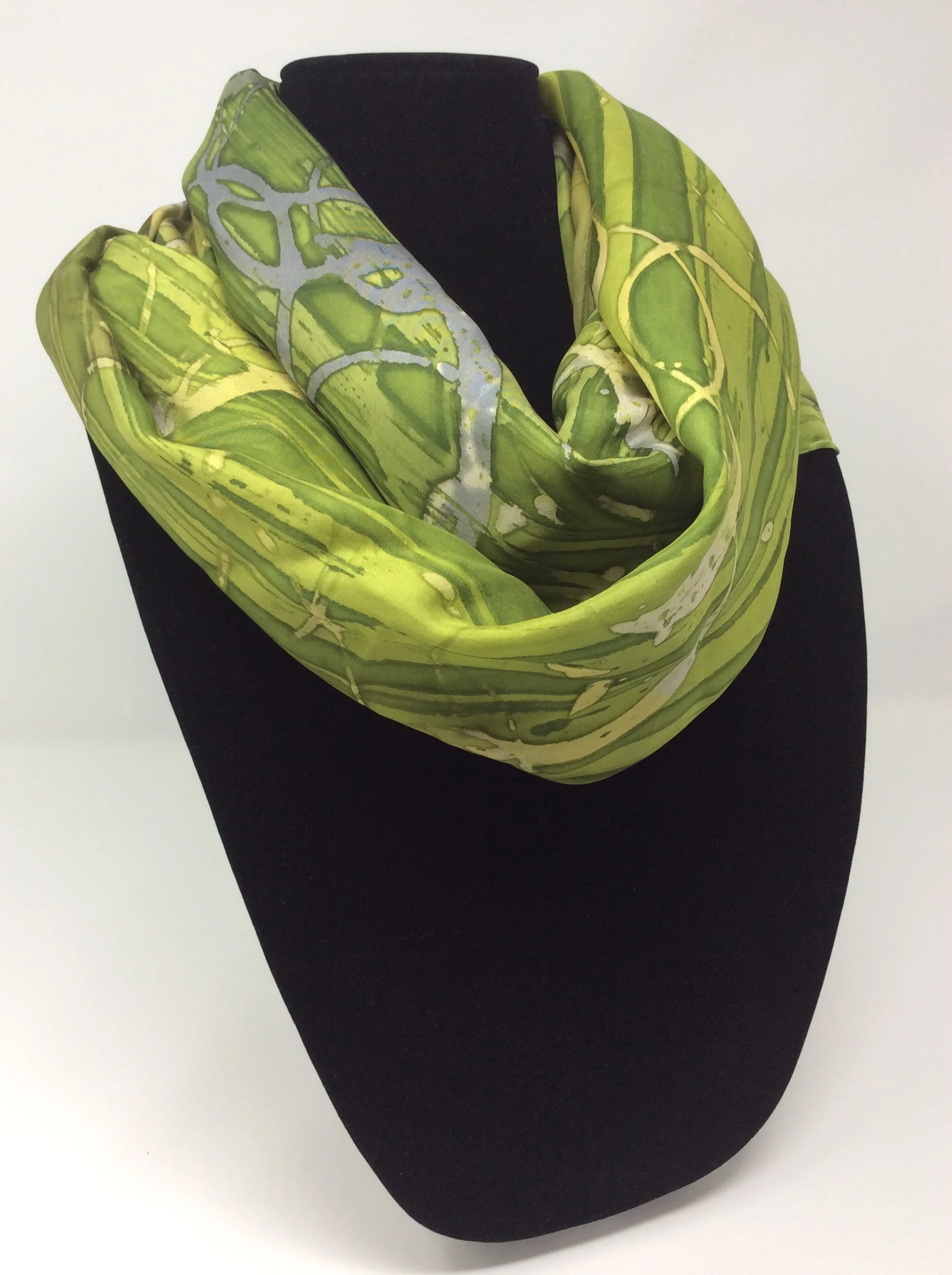 Green Batik Silk Scarf