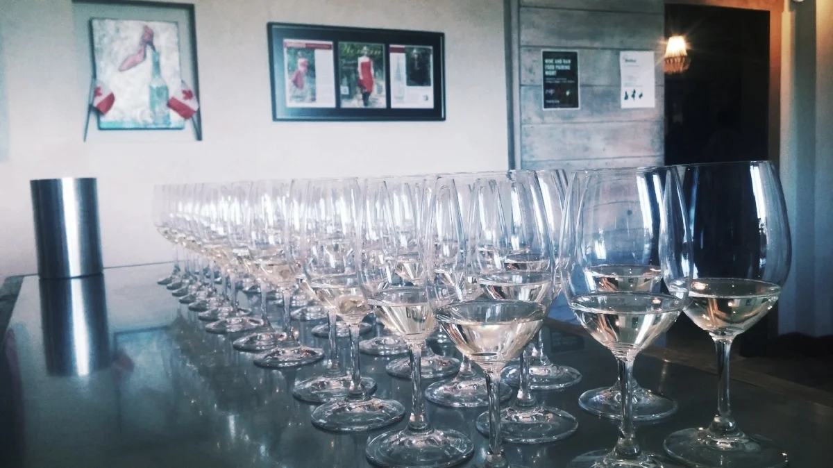 Forty wine glasses sitting pretty, ready with The View's White BLING on Canada Day ;)