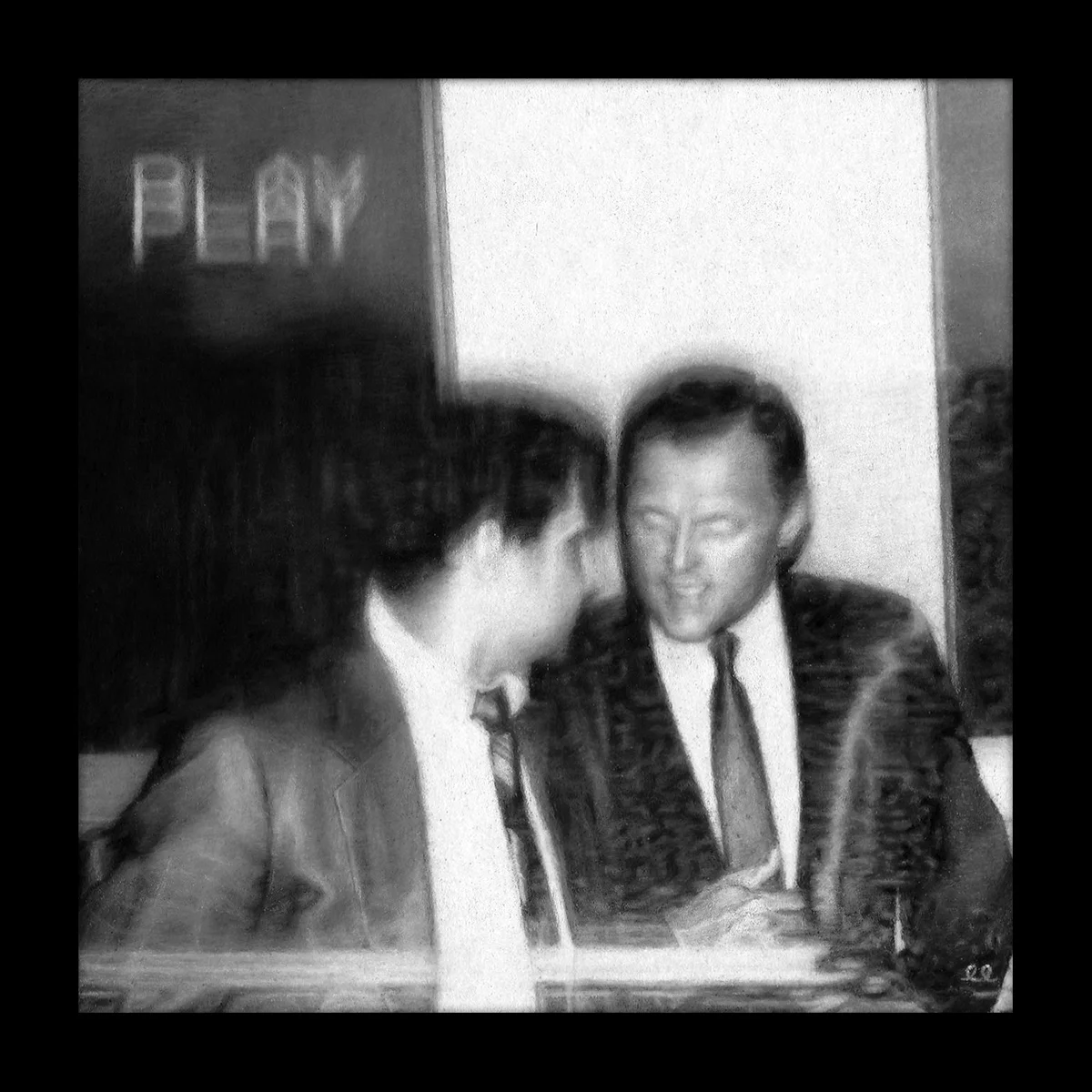 "Two Men", 4x4", Charcoal/Pastel, 2018