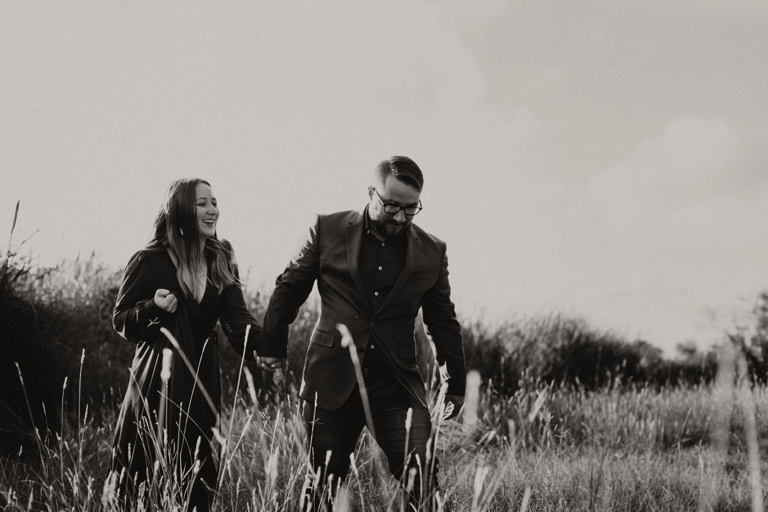 Black + White West Texas Engagement