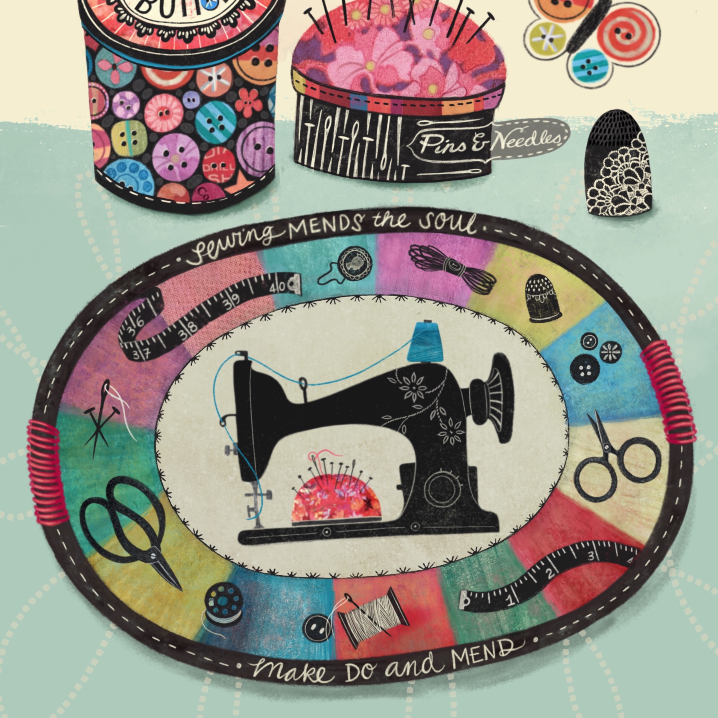 All Sewn Up - Tray, Tins