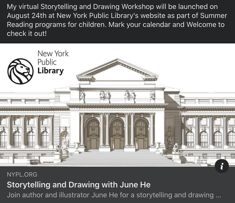 .
Click the link under my bio and mark your calendar ❤️
.
.
.
.
.
.
.
.
.
.
.
.
#nypl
#storytelling
#picturebook 
#childrensbooks 
#bookreading 
#drawingworkshop 
#junehetheartist 
#newyorkerart 
#nytimes 
#nymag 
#bookevent 
#nycart 
#nyartbookfair 