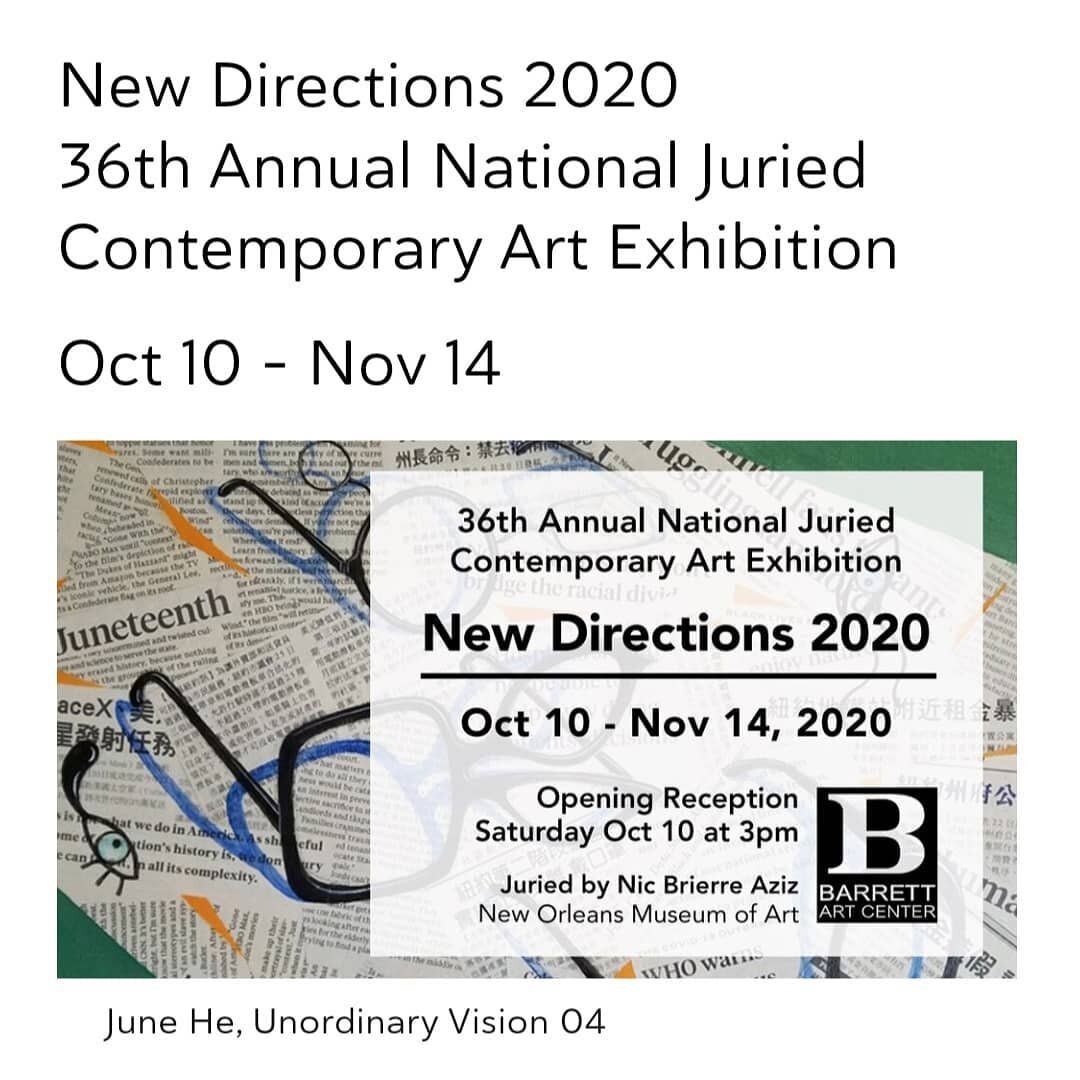 .
I am so excited to be invited to &quot;New Directions 2020 36th Annual National Juried Contemporary Art Exhibition&quot; on view @barrettartcenter from Oct 10 to Nov 14. 
.
Thank you curator @nicoelganso
for choosing my work 🌷
.
Thank you artist @