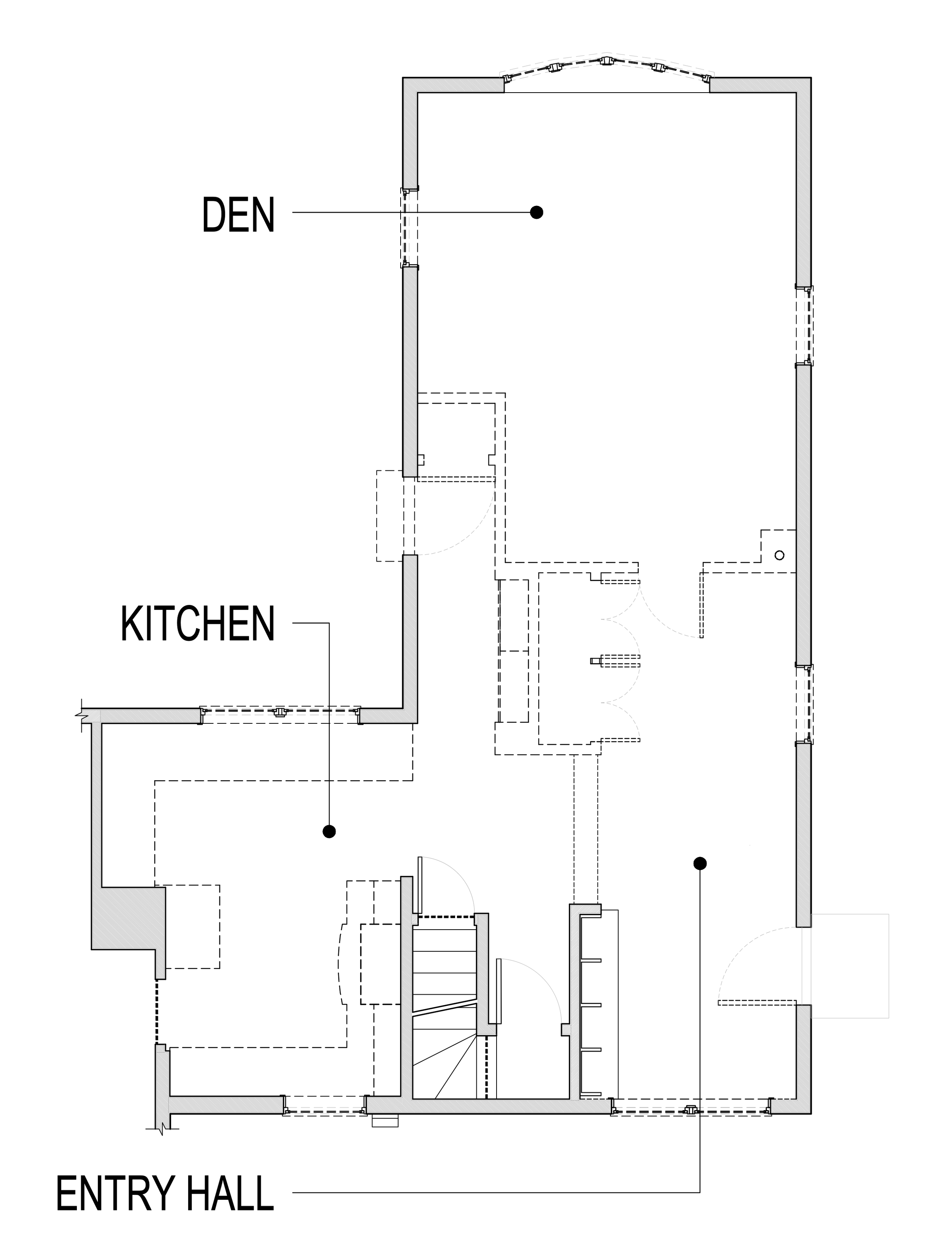  Original space (demolition shown dashed) 