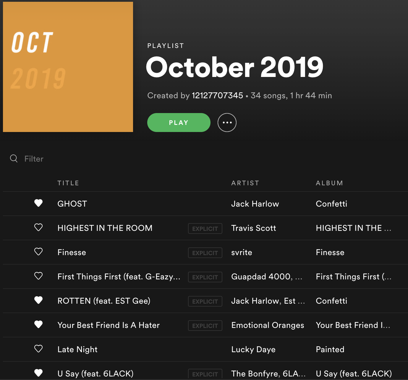 October 19 Spotify Playlist Christine Celine