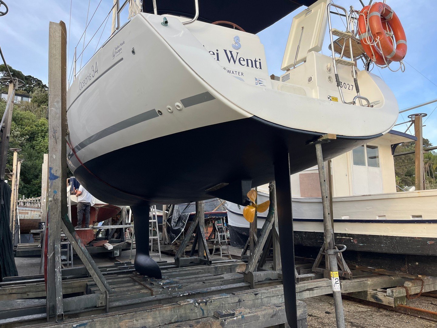 The annual slipping and antifouling of Mei Wenti. Thank you to @MackenzieMarine for your great work, as always. ⁠
⁠
#gonsalvesboatshed #mackenziemarine#taylormadeescapes  #palmbeachsydney #palmbeachwharf #pittwater #palmbeach2108
