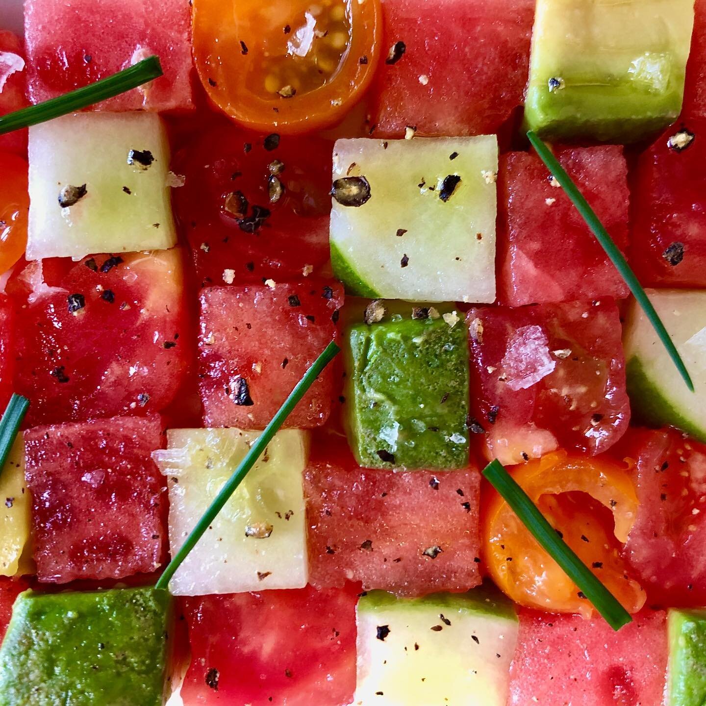 I finally found a sweet watermelon (grrr ... early season melons)! Today was made for this checkerboard of a watermelon, avocado, cucumber, and tomato salad by @geraldhirigoyen. Recipe over at @epicurious. 🍉🍉🍉
