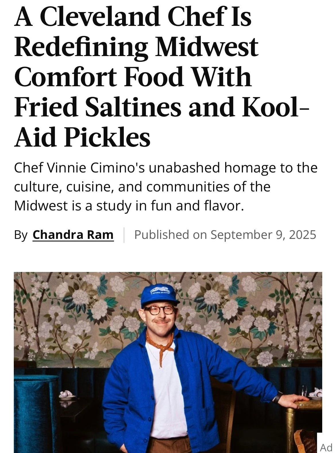 It's hard to fully express everything @chefvinniecimino does to make his Cleveland restaurant, @cordeliacle, special even beyond the wildly creative and delicious food. But that was the job, and I was thrilled to write about the magic he's created fo