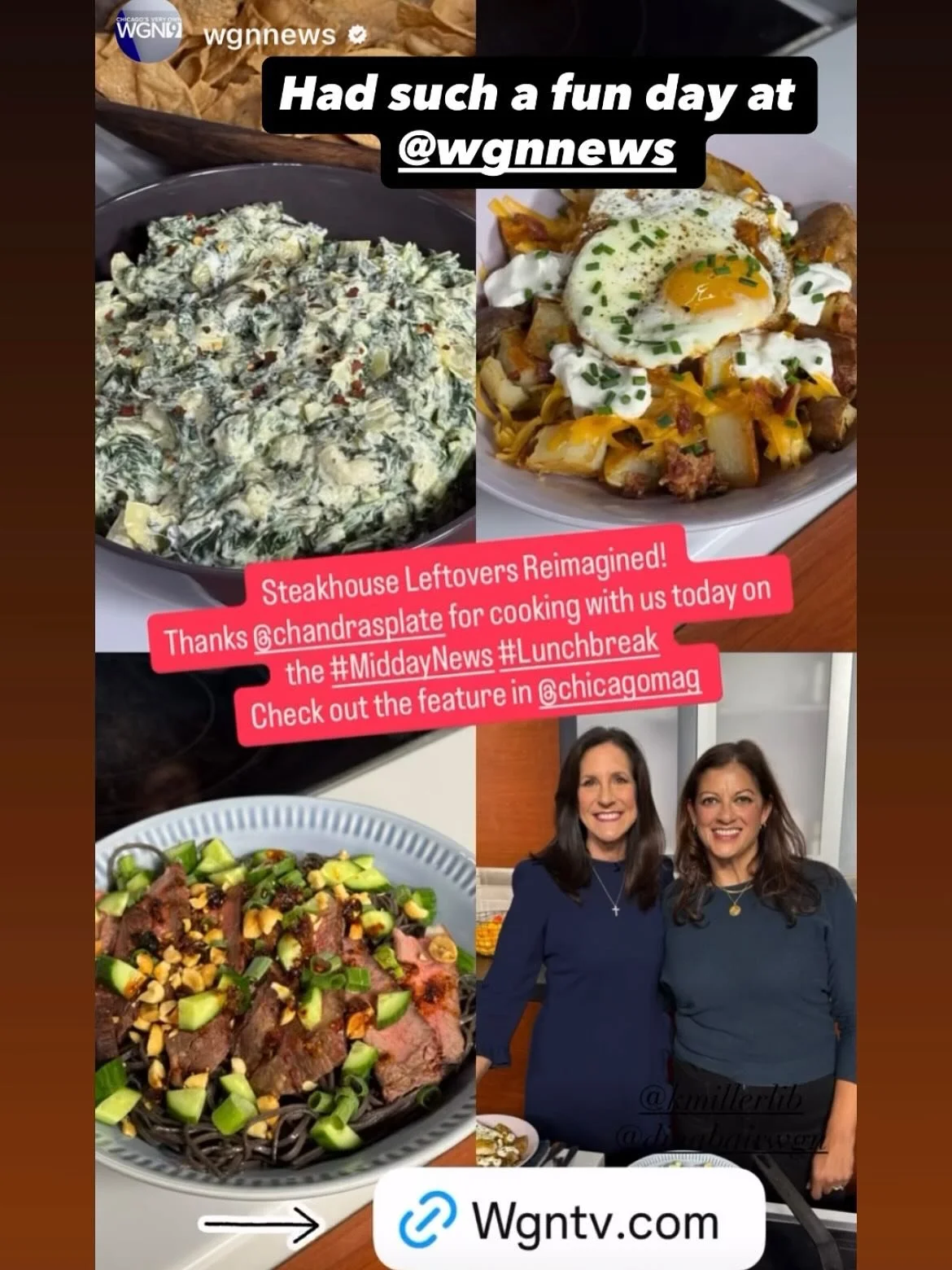 What was more fun - writing about how to turn your steakhouse leftovers into new and tasty meals, or talking about it on television? An impossible question! Many thanks to @amycavanaugh @chicagomag and @kmillerlib, @wgnnews and @dinabairwgn for letti