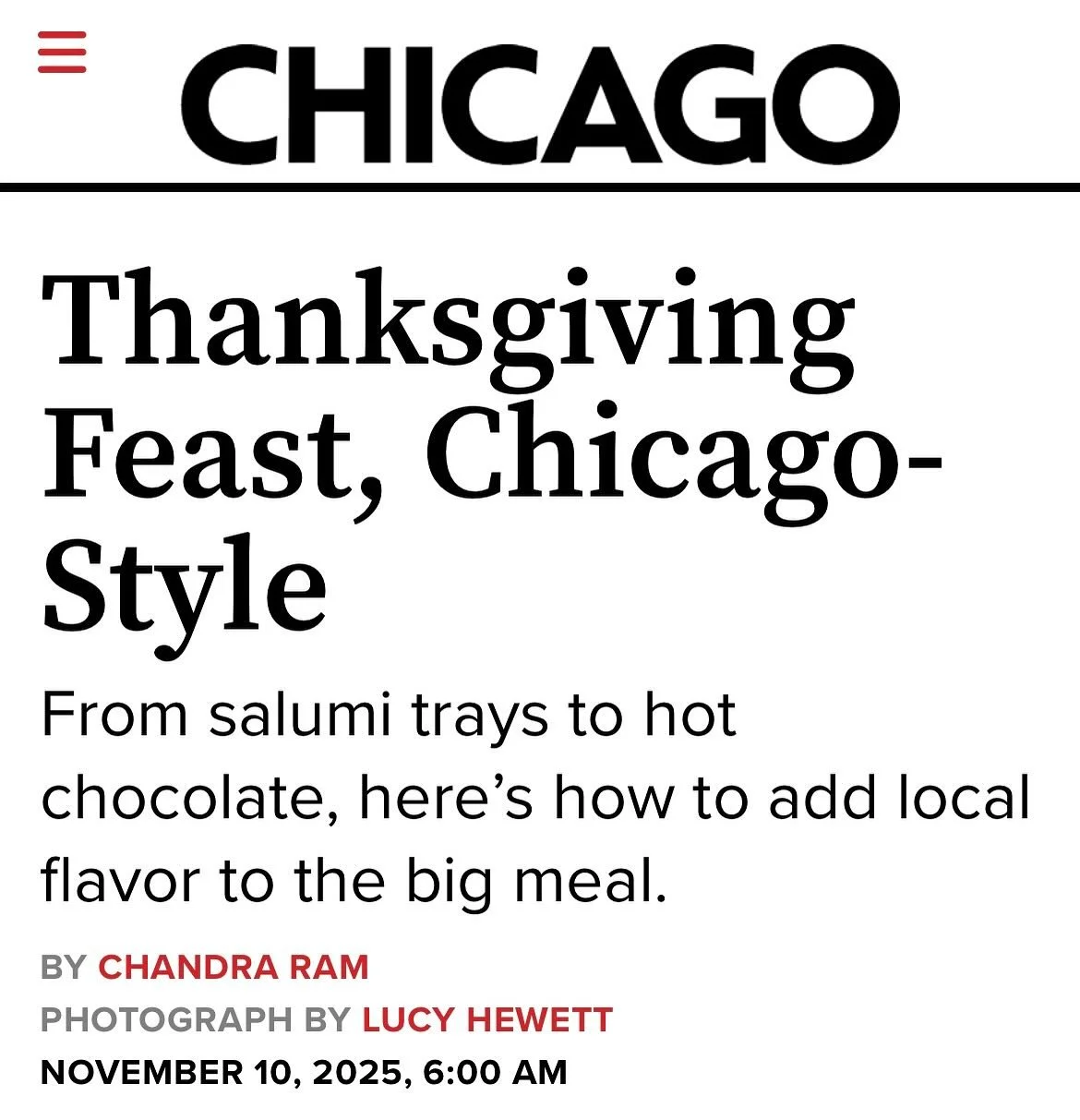 I wrote about a lot of fun, easy ways to give your Thanksgiving a little Chicago flair, courtesy of some of the best chefs in the city for @chicagomag. Thanks to @amycavanaugh for the edits, @lucyhewett for all the visuals, and @kmillerlib for having