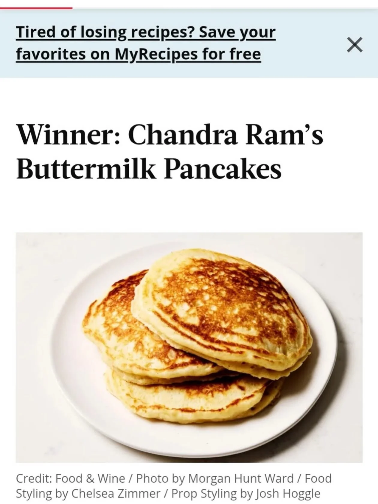 I&rsquo;ve actually tasted almost all the pancakes in this @foodandwine taste test (and they are delicious!), and am proud that my buttermilk pancakes won the day among so many fantastic recipes (thx, tasters!).
These are the pancakes I perfected ove
