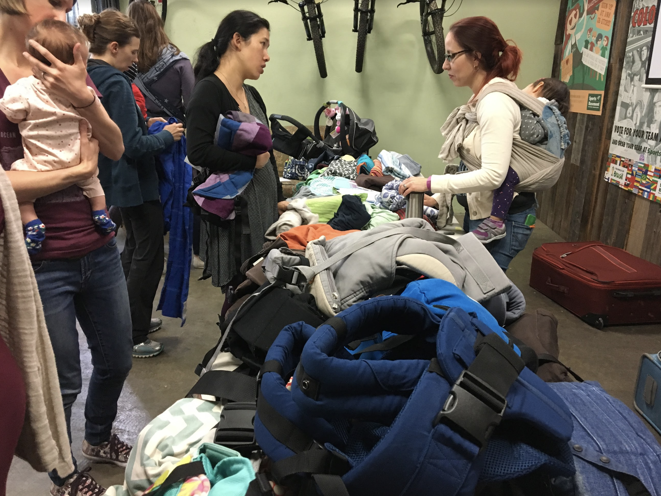 The gear library at a Babywearing International meeting