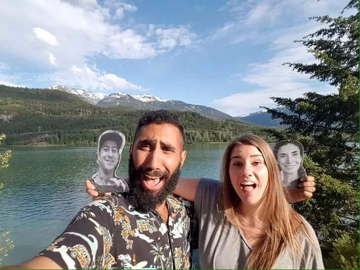 Courtney, Jon, Diego and myself enjoying a great day at the lakes! —ignore the fact that we are made of cardboard.
