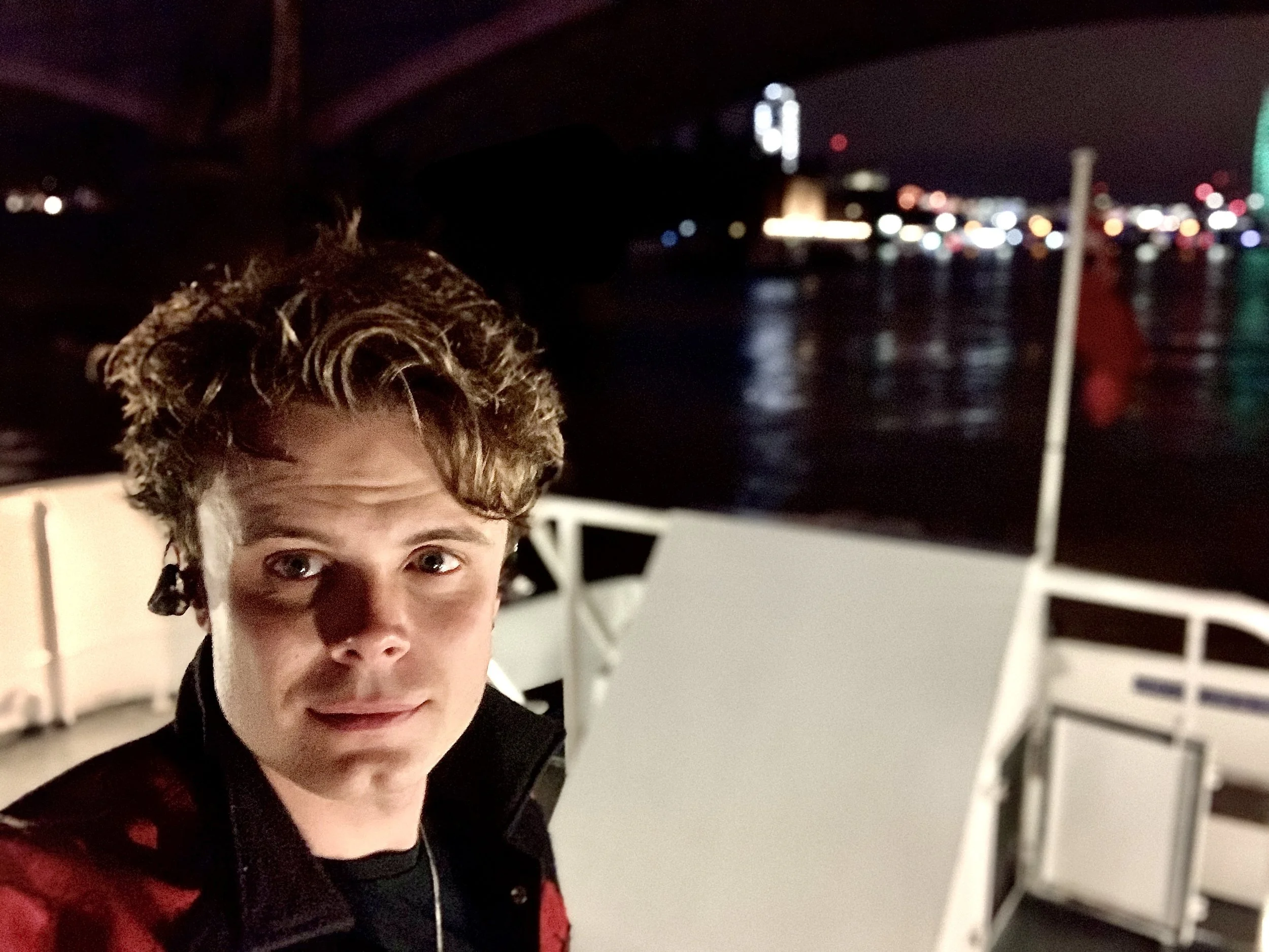 Enjoying an absolutely stunning view of the evening London lights.