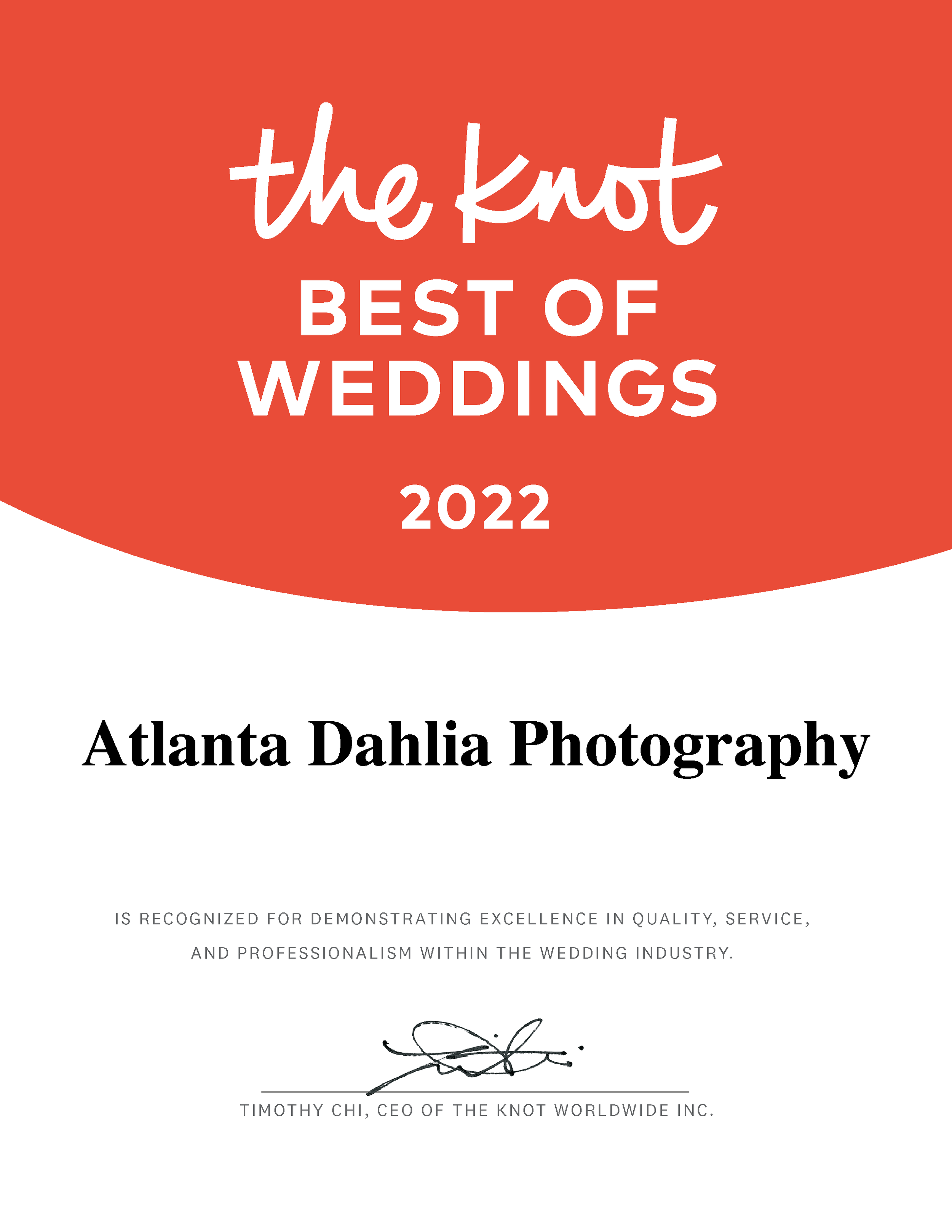 2022 The Knot Best of Weddings Award Winner