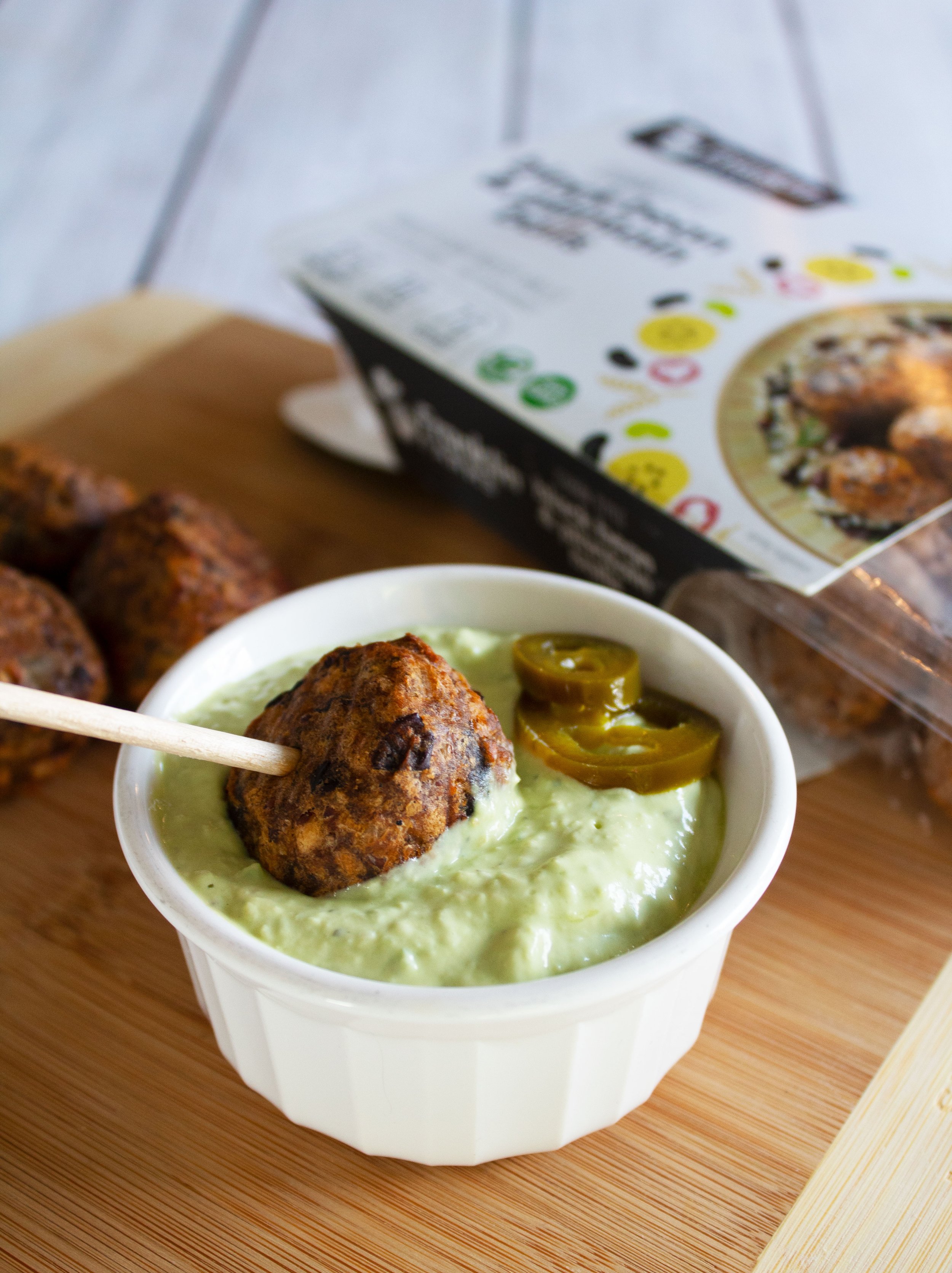 Cuban Style Black Bean Balls with Avocado Lime Dip