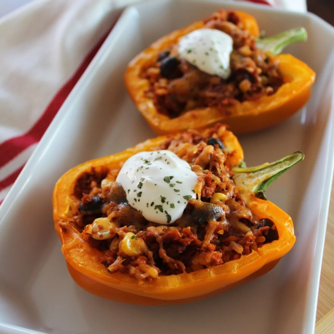 Calling all cozy recipe lovers 🍂 Warm up with these Southwest Stuffed Peppers that combine crumbled tofu, black beans, corn &amp; rice to create a flavorful weeknight meal idea. Find the full recipe below! 🌶

Ingredients:

&bull; 1 Package of Fran