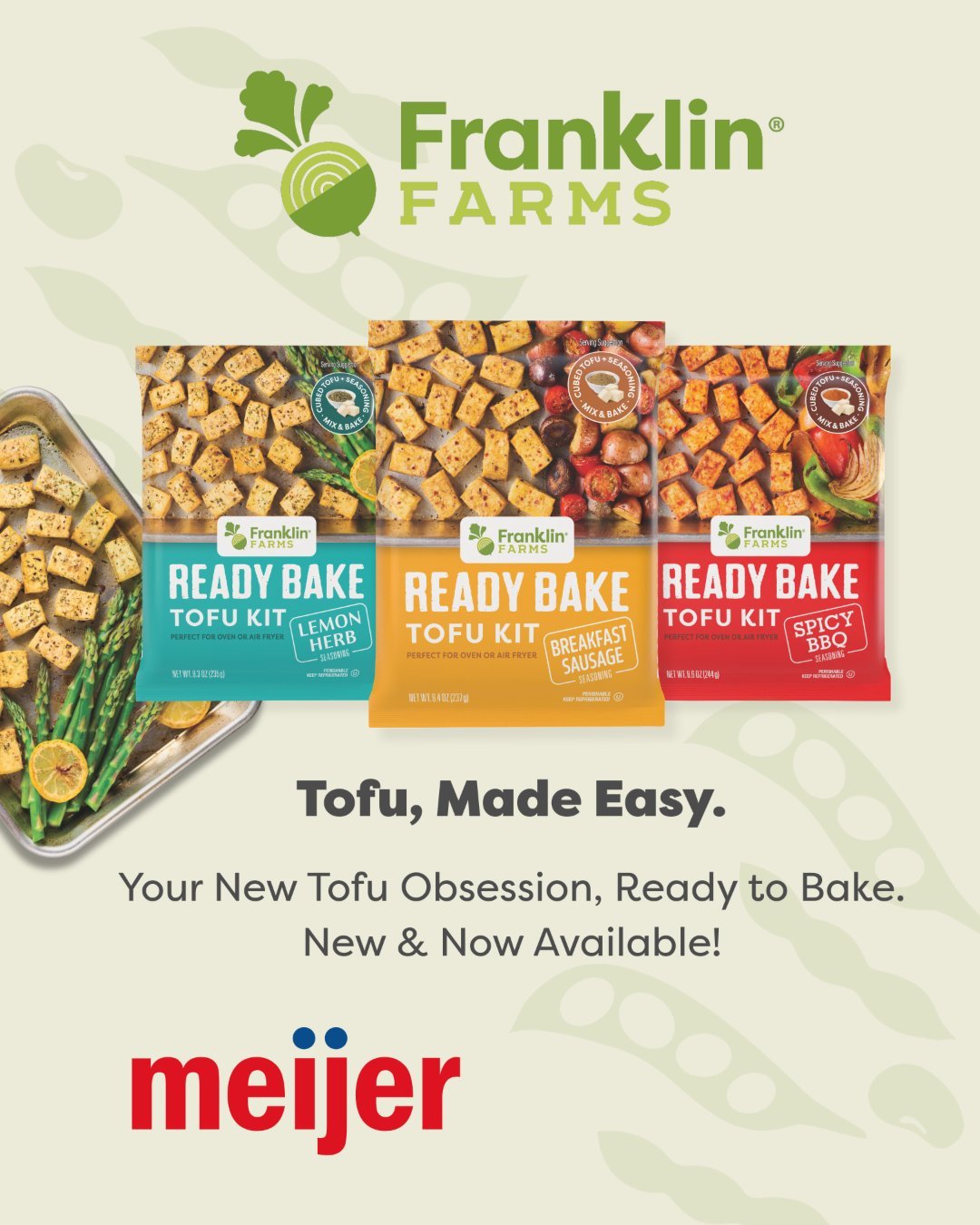 Hey, Meijer shoppers! 🛒 Meet our Ready Bake Tofu Kits, now available!! #NewProduct #FranklinFarmsFoods