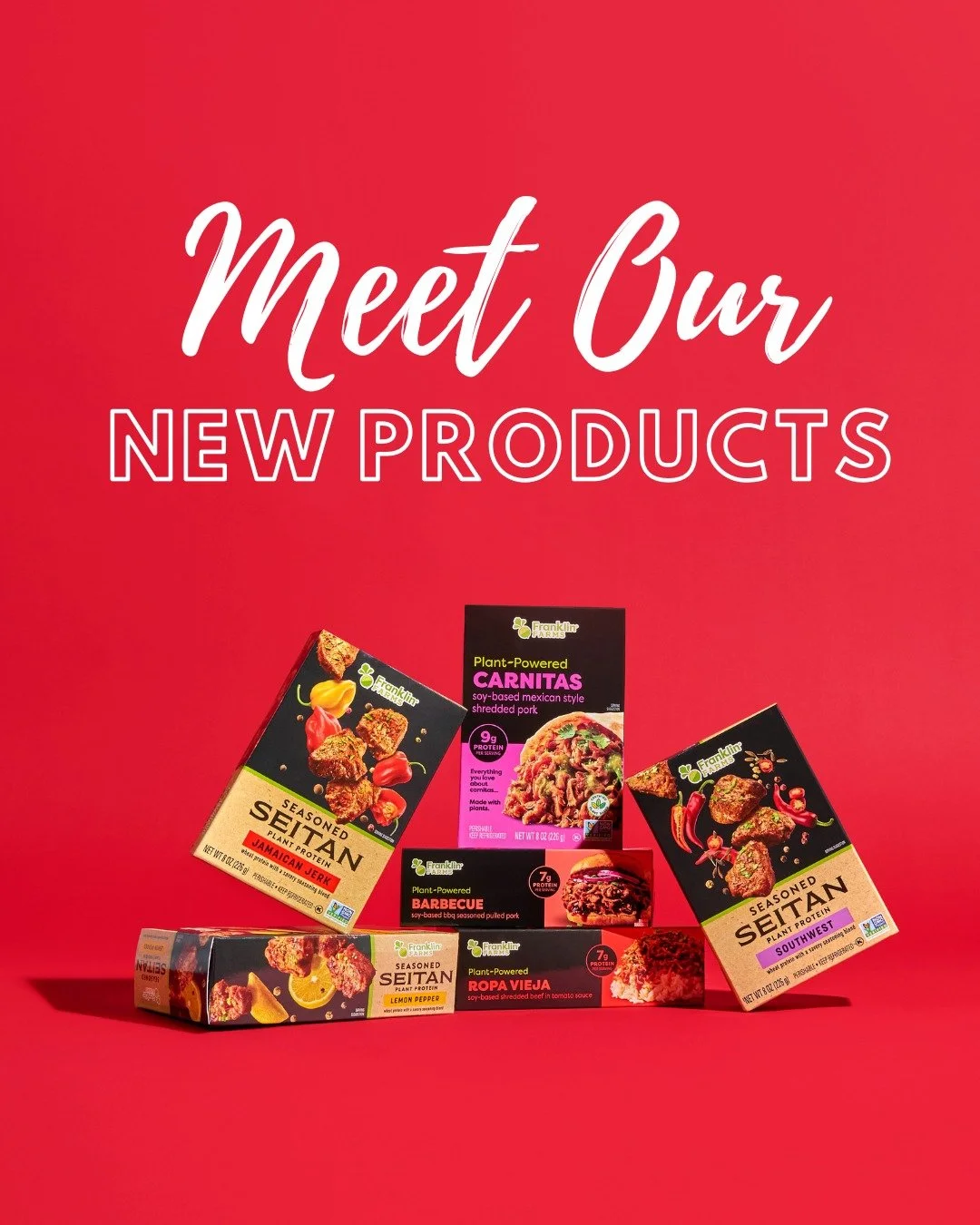 Meet our NEW line of Seasoned Seitan &amp; Plant-Powered Meat. Whether you choose Lemon Pepper Seasoned Seitan or Ropa Vieja Plant-Powered Meat, there's a crave-worthy bite waiting for you🔥Find more at the links in our bio! 

#FranklinFarms #PlantBa