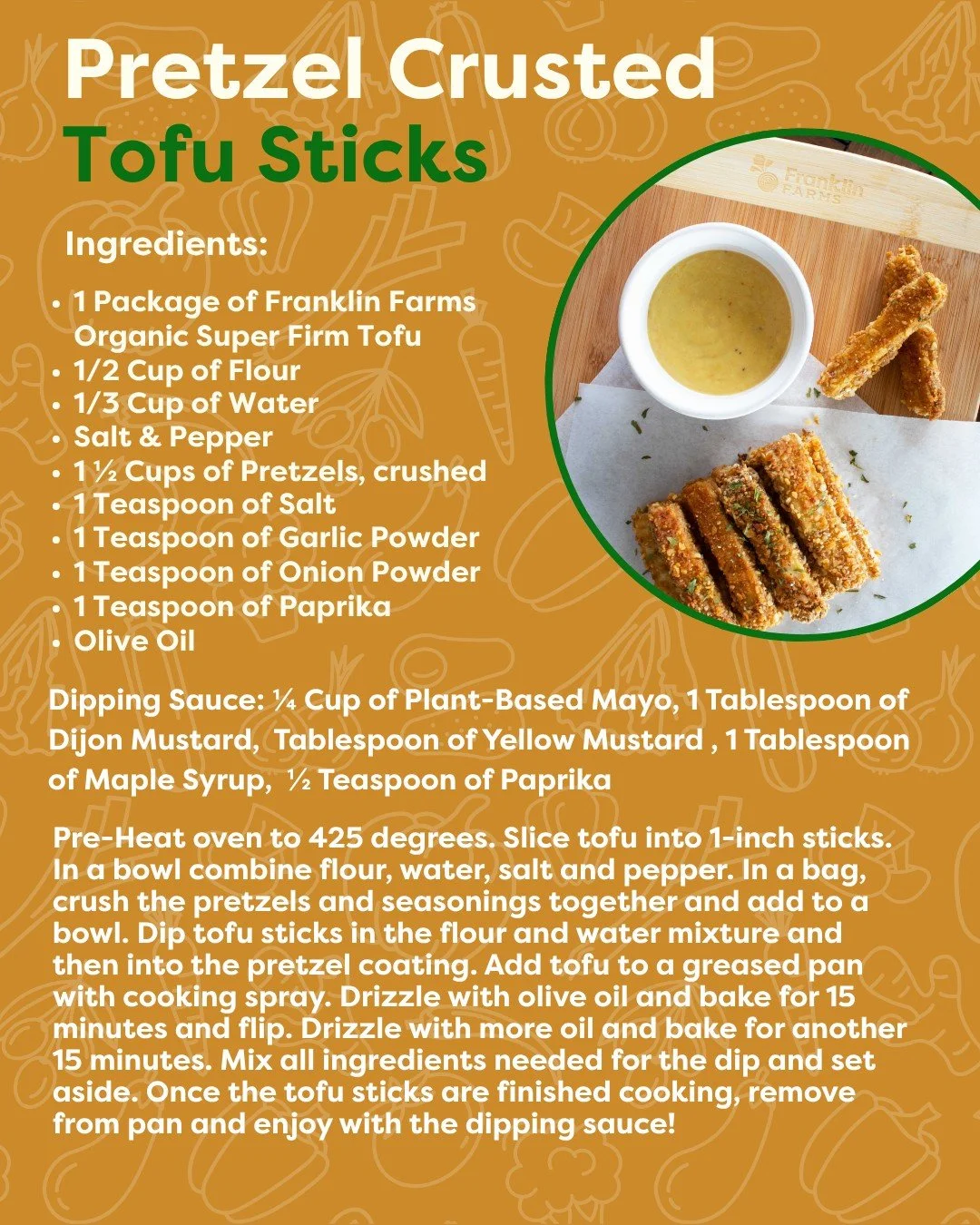 Savory, crispy with the perfect amount of crunch! 
Try out our Pretzel Crusted Tofu Sticks! 🌿

#FranklinFarms #Tofu #SoyFoods #TofuRecipes #PlantBased