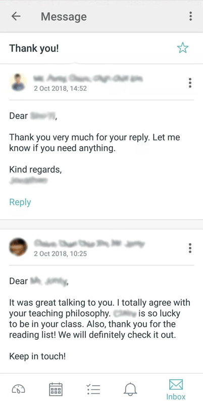 For example, here’s an interaction between a student’s parent and a teacher here at BigByte.