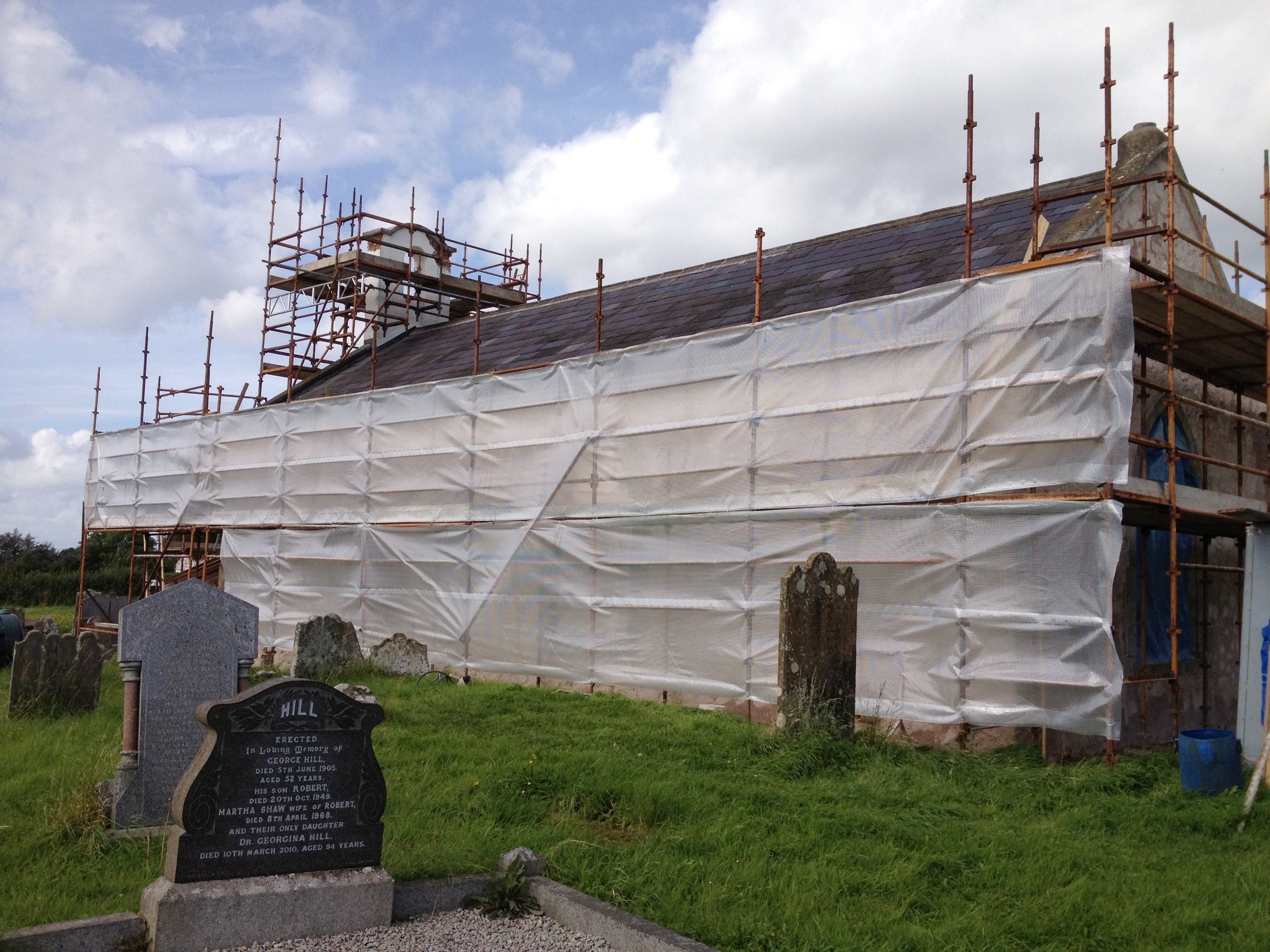 Scaffold protection for new lime work 