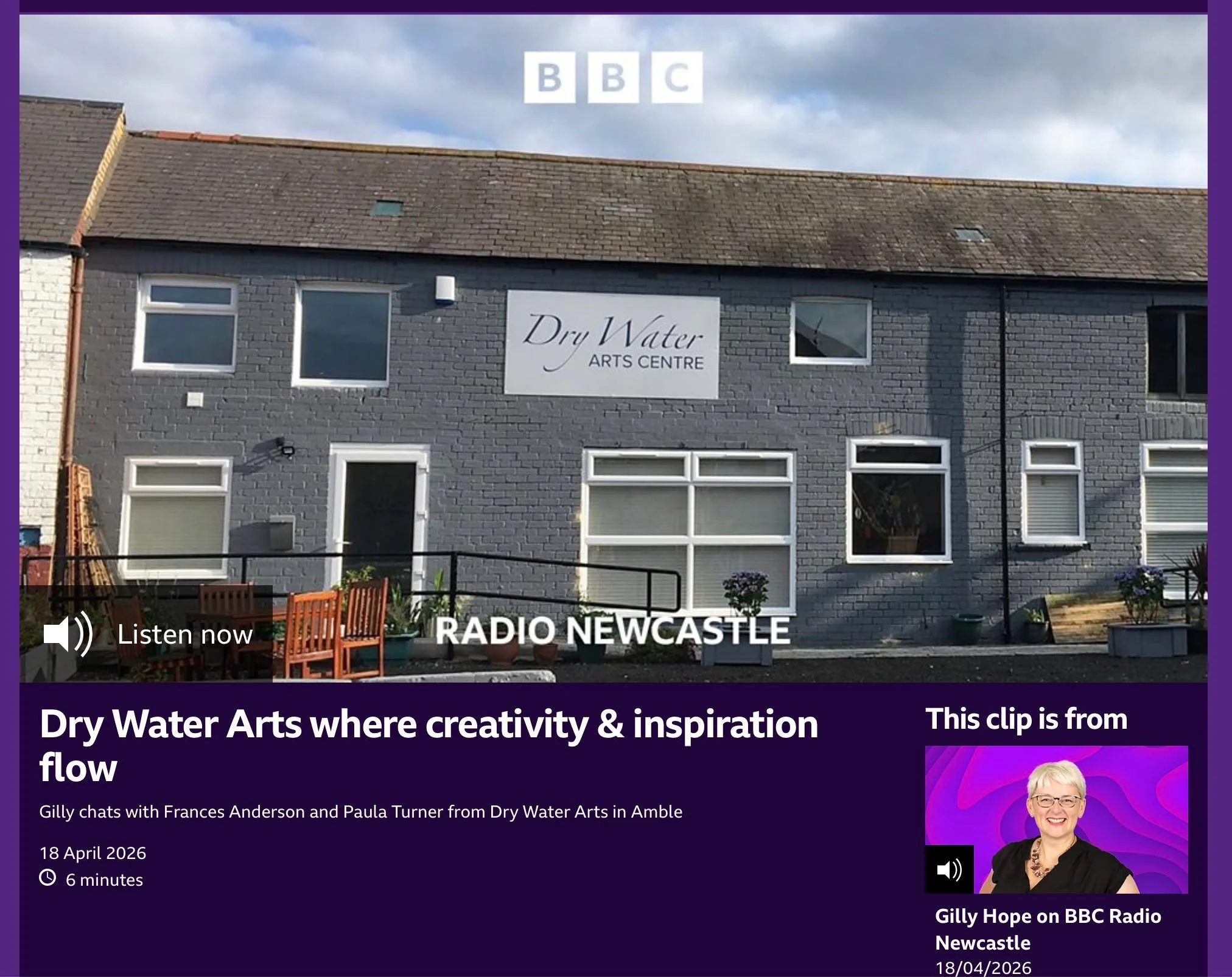 Thrilled to have been featured on Radio Newcastle over the weekend celebrating our community and cultural contribution  to Amble.... click here to listen....
https://www.bbc.co.uk/programmes/p0nf5vw3

#communityart 
#inclusivecreativity  #inclusiveco