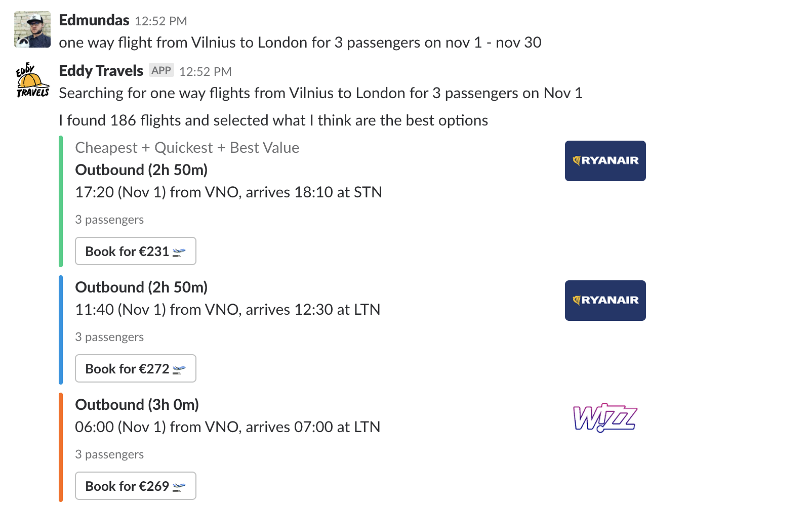 Eddy Travels AI assistant on Slack - flight search.png