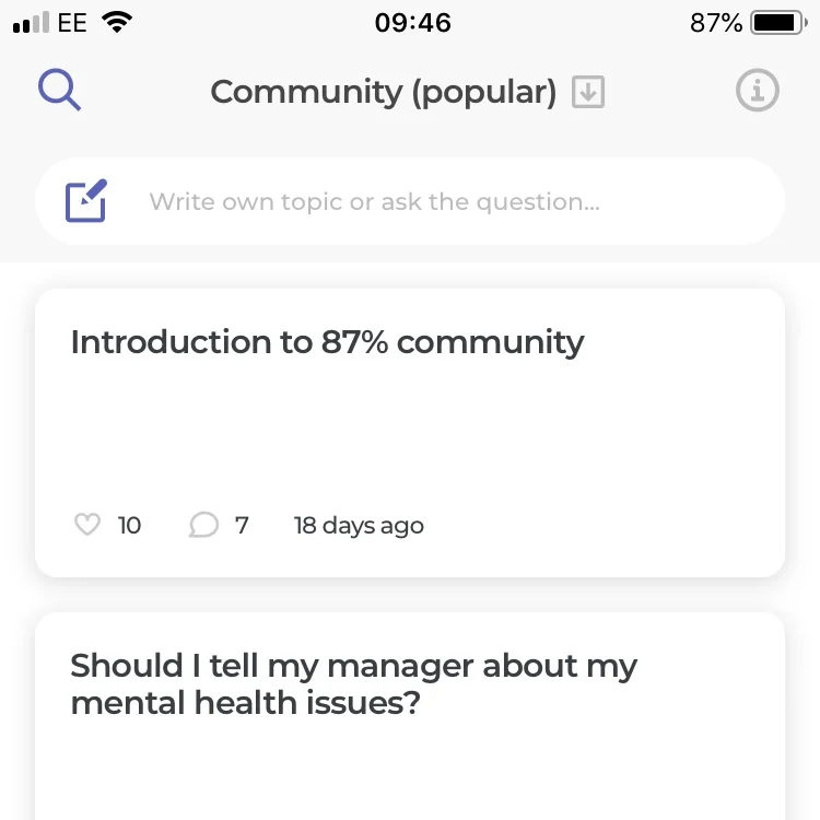 Talk to a Human Talking is good and today there are an ever increasing number of places to go if you need some advice or want immediate support. We have collected all of those in one place. You can talk to our team and each other through our community, find resources your company provides, find a helpful charity or find a professional therapist. It’s all here to help you.