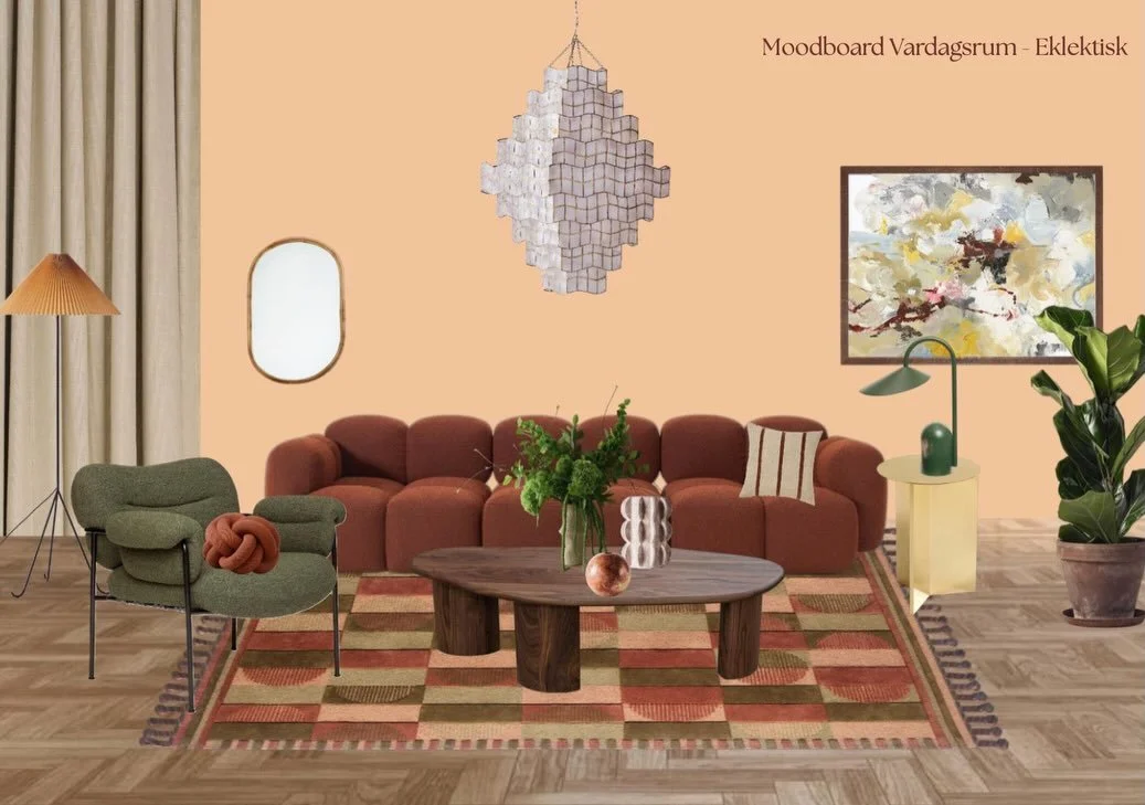 &Auml;ntligen m&aring;ndag! ☕️ Vi inleder veckan med h&auml;rlig moodbords-inspo fr&aring;n v&aring;r duktiga elev @tovejohansson ⭐️ Vilket av vardagsrummen skulle du trivas b&auml;st i? 

#inredningsdesign #moodboard #vardagsrum #inreda #inredningsk