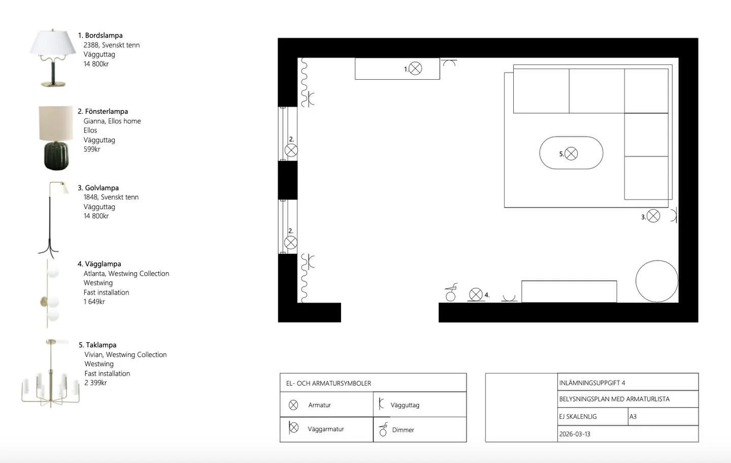 ✨ R&auml;tt belysning lyfter hela rummet &ndash; b&aring;de k&auml;nsla och funktion. Belysningsplan skapad av v&aring;r elev @ullviherrgard 🤍⭐️

#inredningsdesign #belysning #belysningsplan #inredningskurser #inredningskurs
