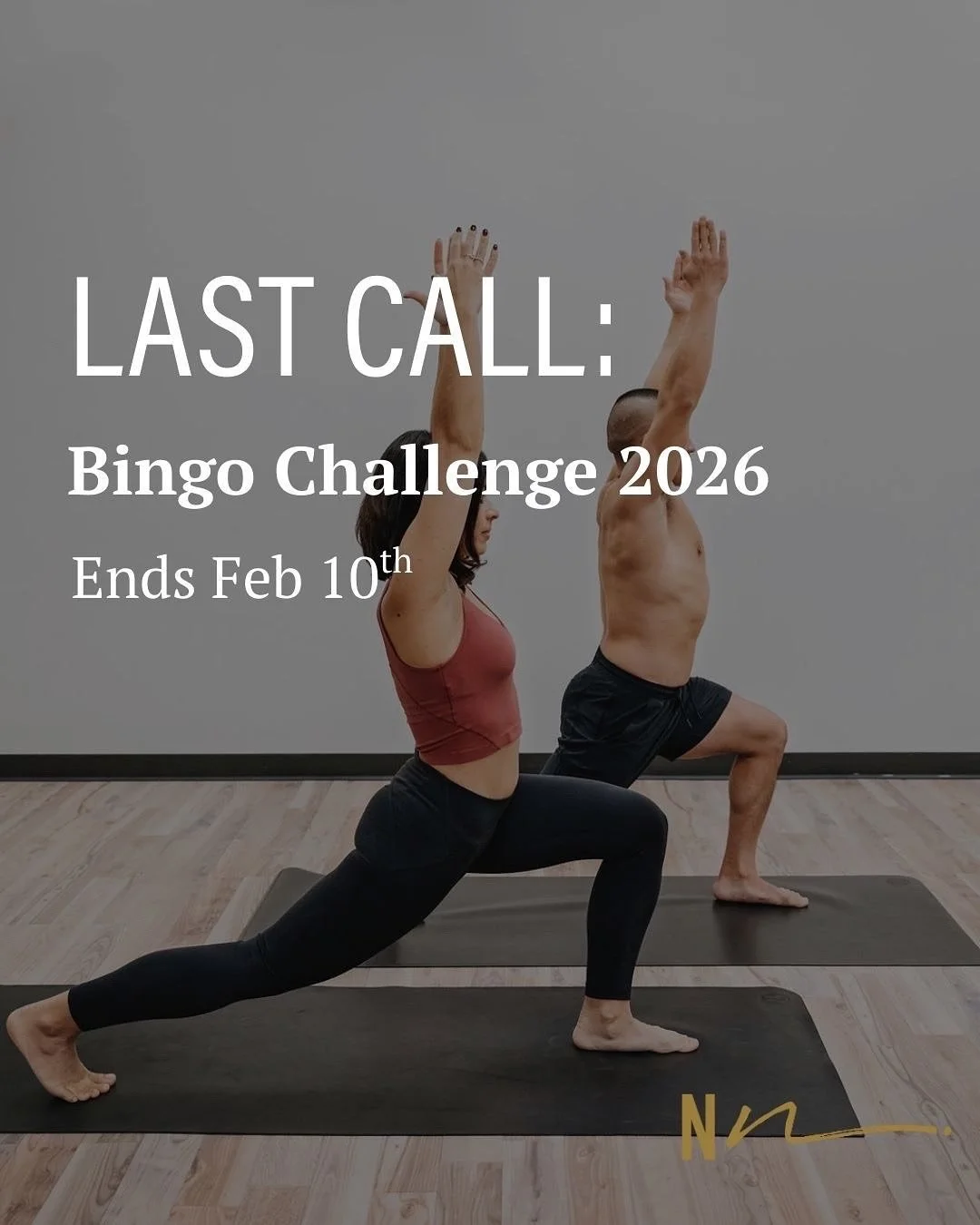 ✨ LAST CALL: 2026 BINGO CHALLENGE ✨
Our Bingo Challenge ends TOMORROW (Feb 10) and this is your reminder that many squares can only be stamped at the very end of the challenge!
That means:
- Come into the studio
- Get your final classes in
- Get your