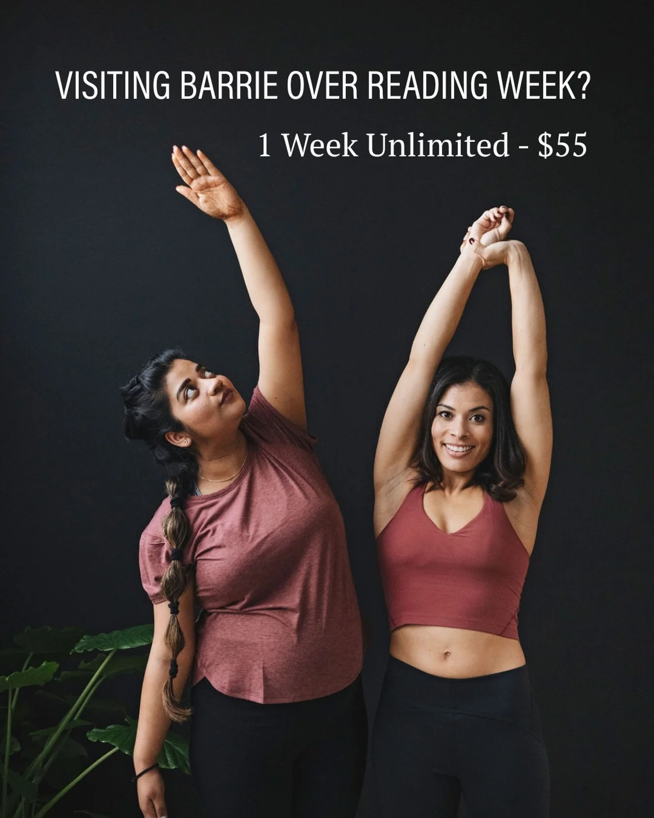 If you&rsquo;ve got friends or family coming to town, this is your sign to bring them to the studio with you! 
Because Yoga is better with friends <3 

Our hOMM for Reading Week pass gives 1 week unlimited classes for $55 (reg. $75)!!!

Send this 