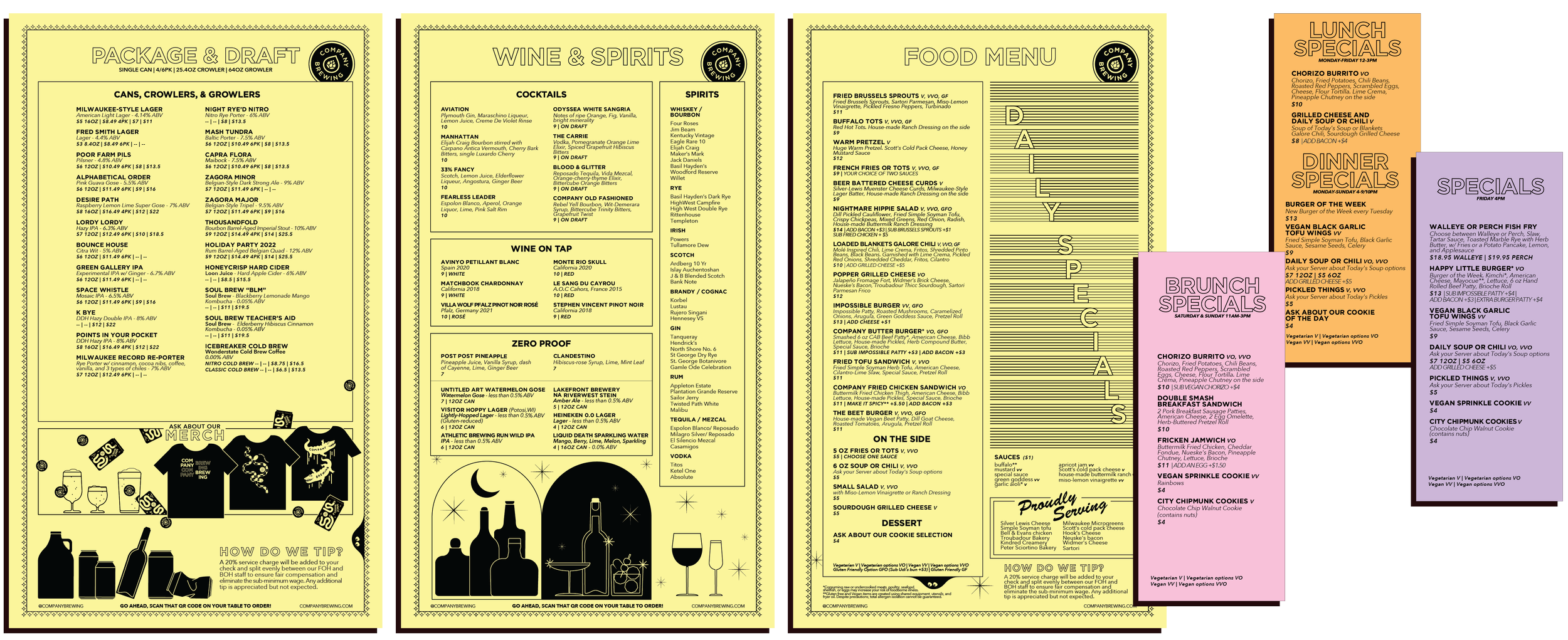 Menu Design - Company Brewing