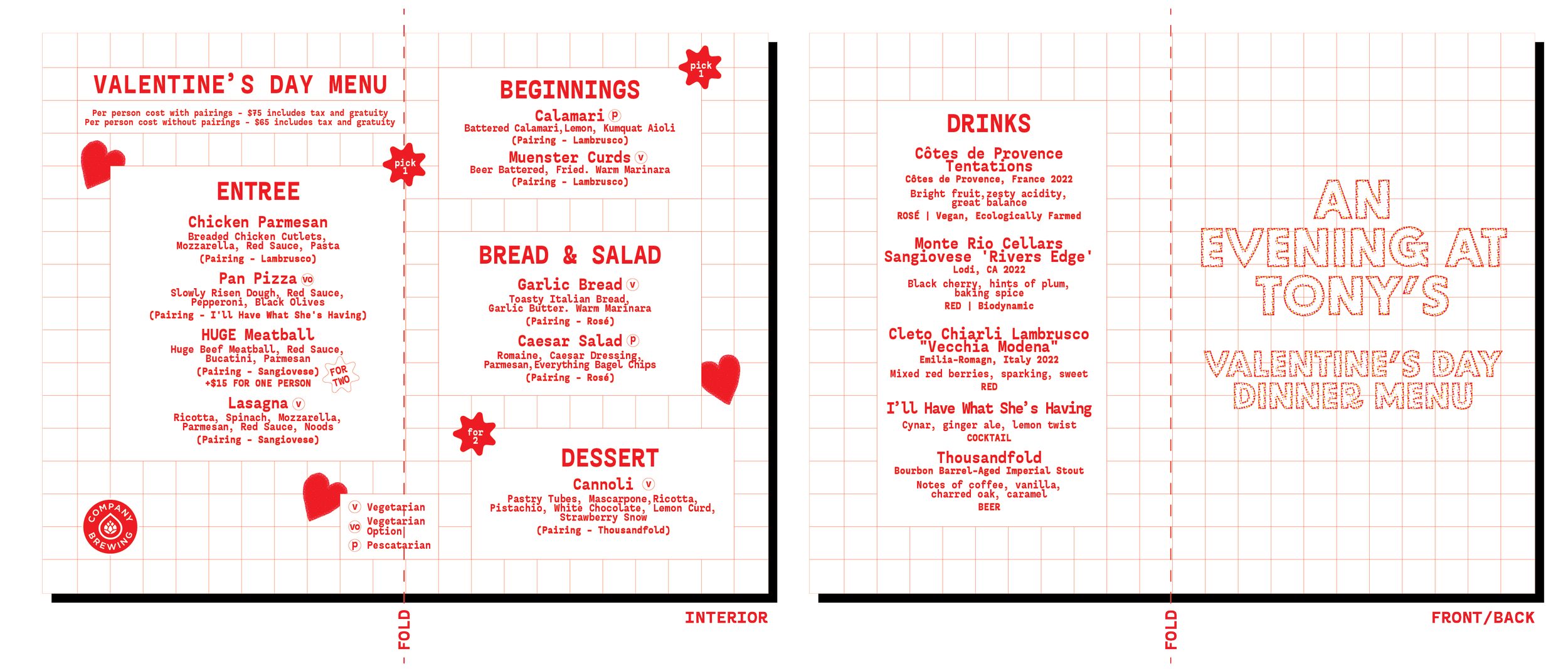 An Eventing At Tony's  Menu - Company Brewing