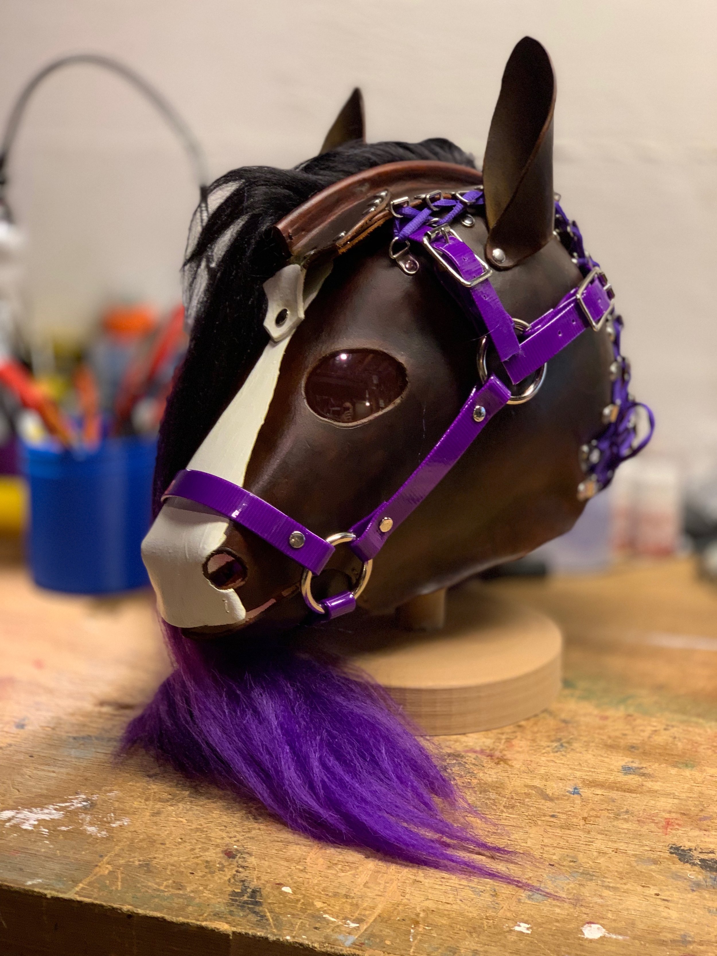 Brown and Purple Hood