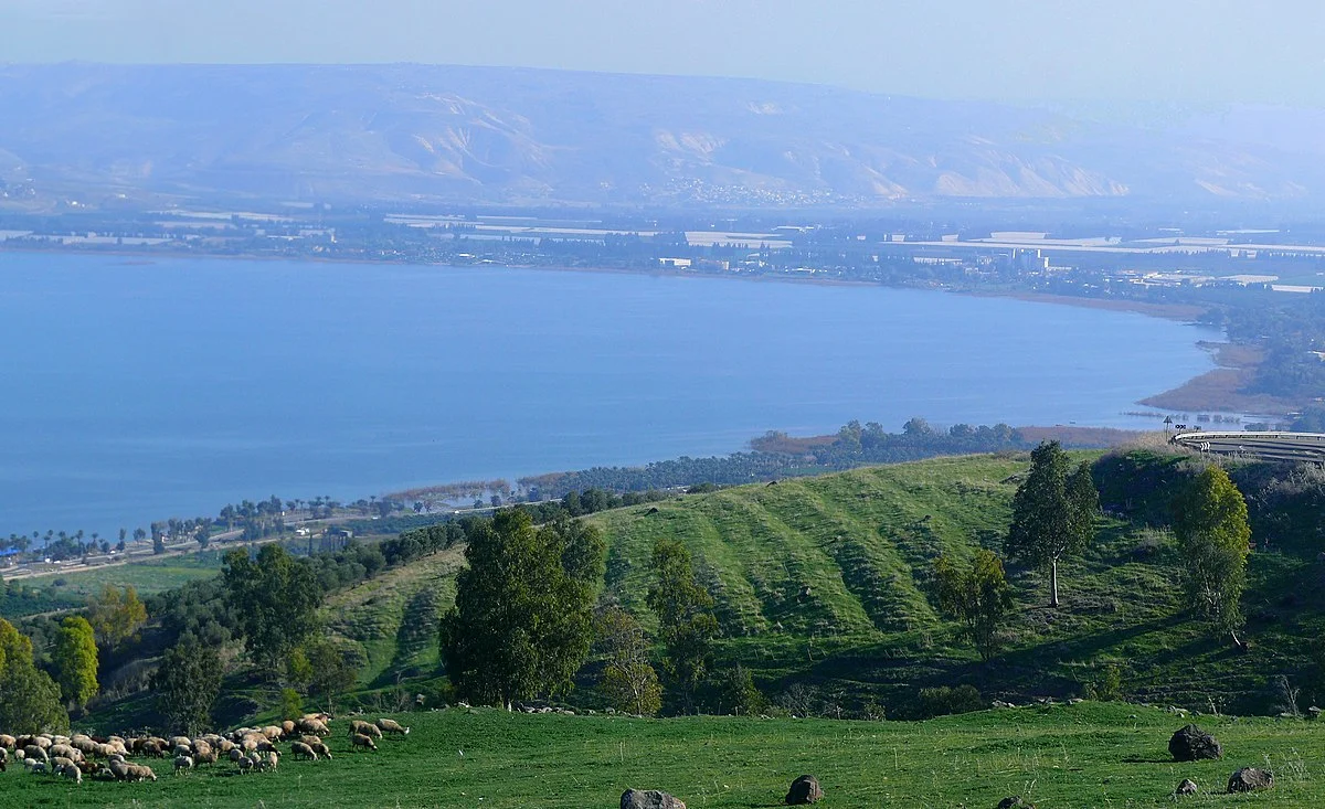The southern portion of the Sea of Galilee (Kinneret).