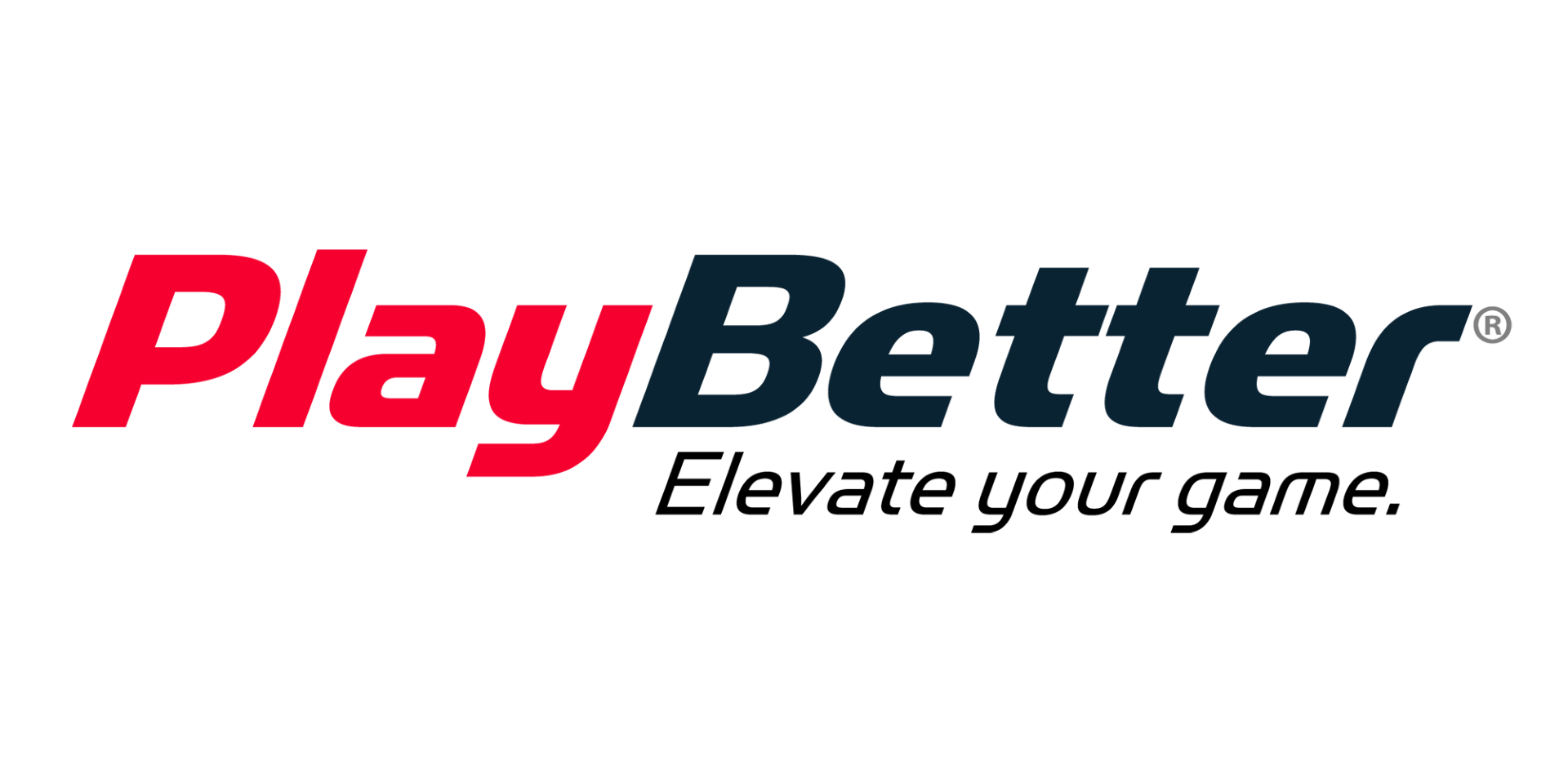 Play better logo. includes tag line that reads elevate your game.