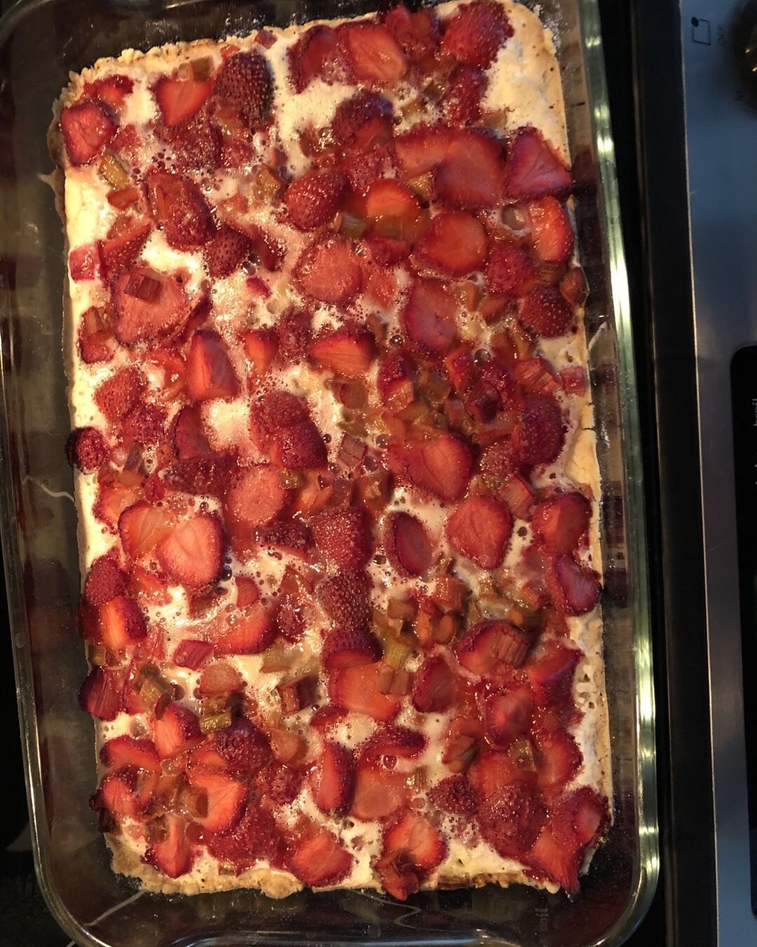Last of my Ontario strawberries! Strawberry Rhubarb squares! Now off to work!
