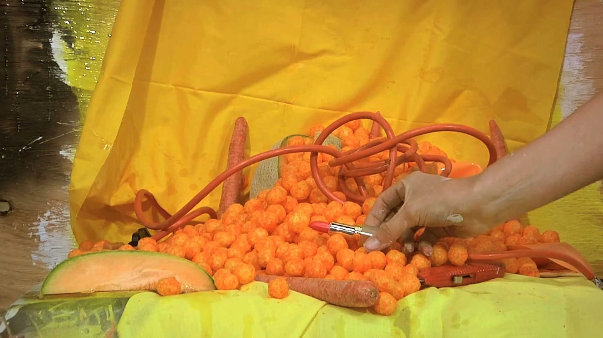 Ash Ferlito, video still, Breakfast in America. Image courtesy the artist and the Marjorie Barrick Museum.